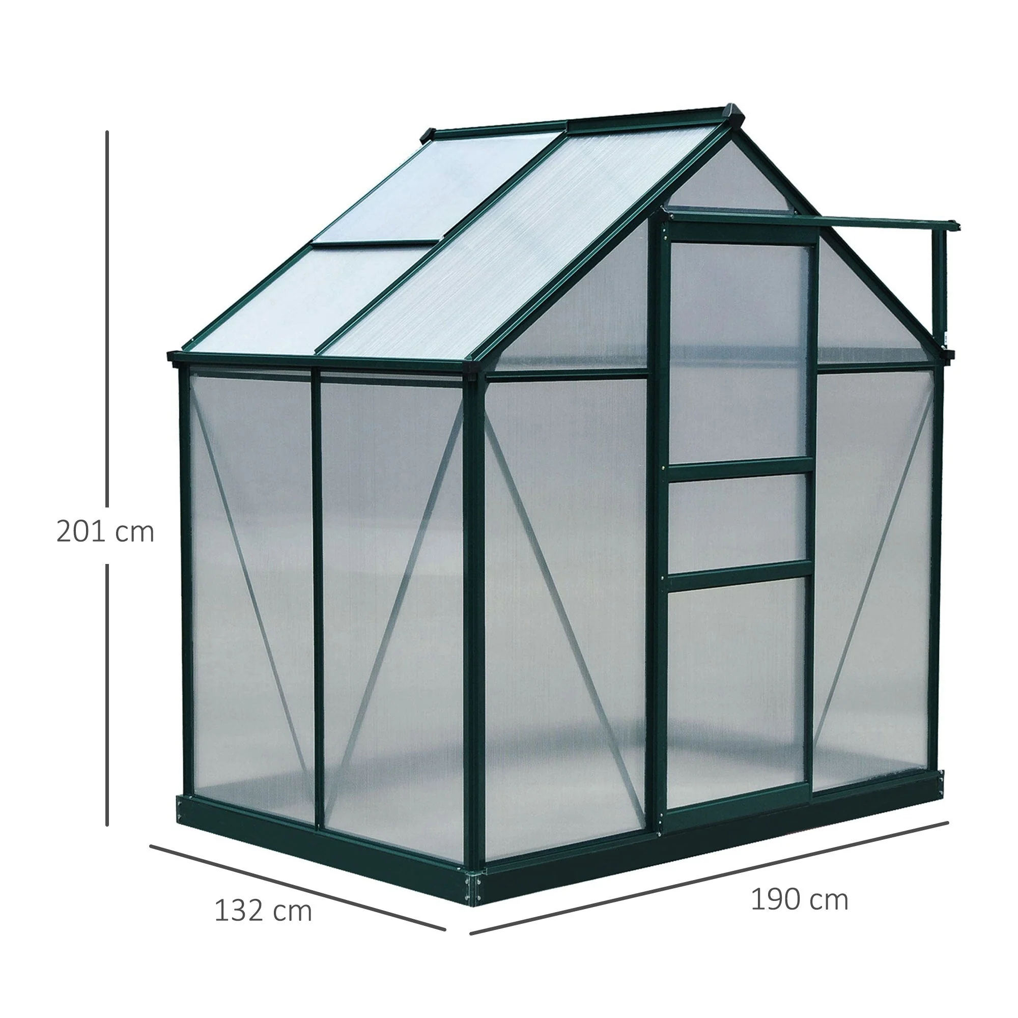 6 x 4 Greenhouse Walk-In Aluminium & Polycarbonate by Greenery - Image 3