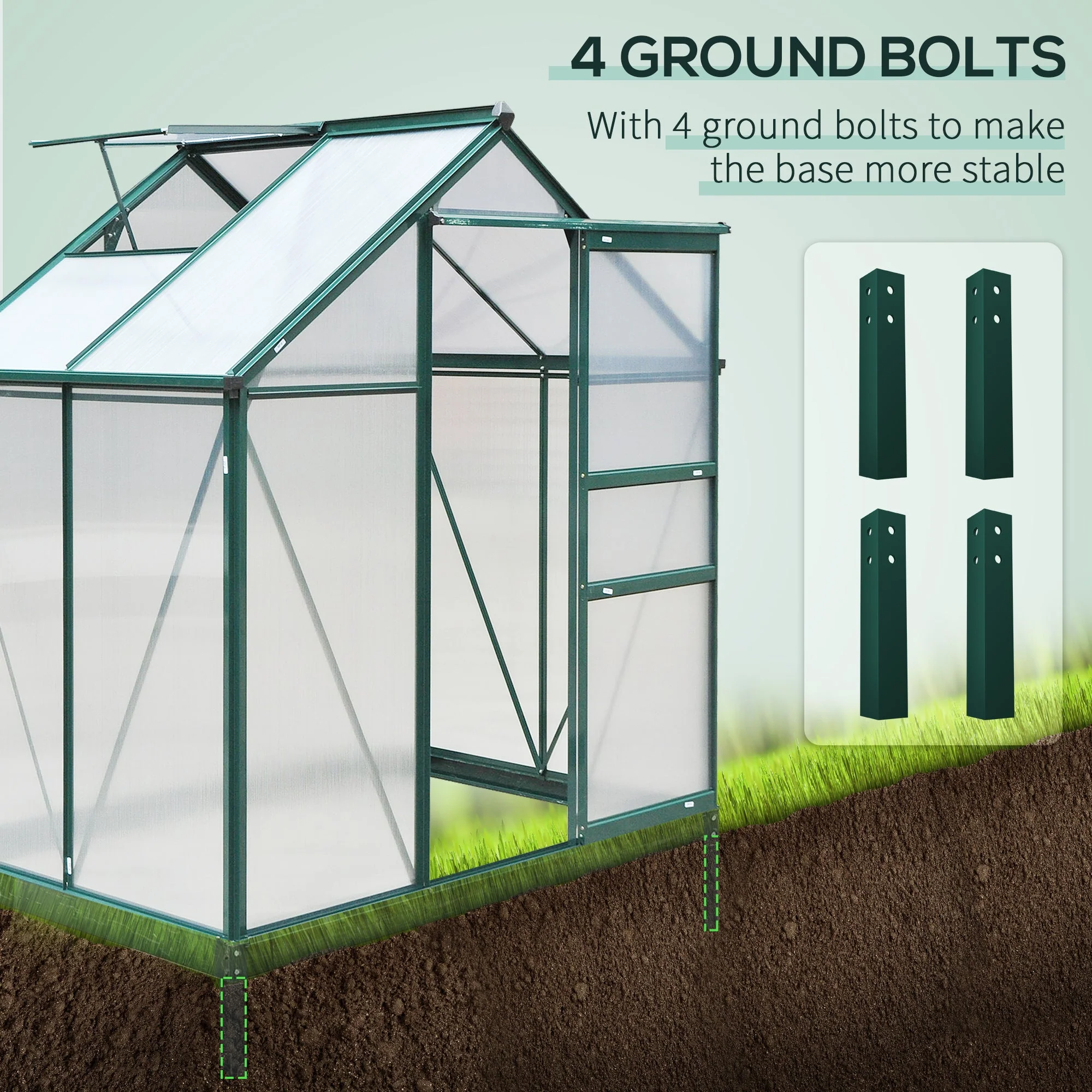 6 x 4 Greenhouse Walk-In Aluminium & Polycarbonate by Greenery - Image 6