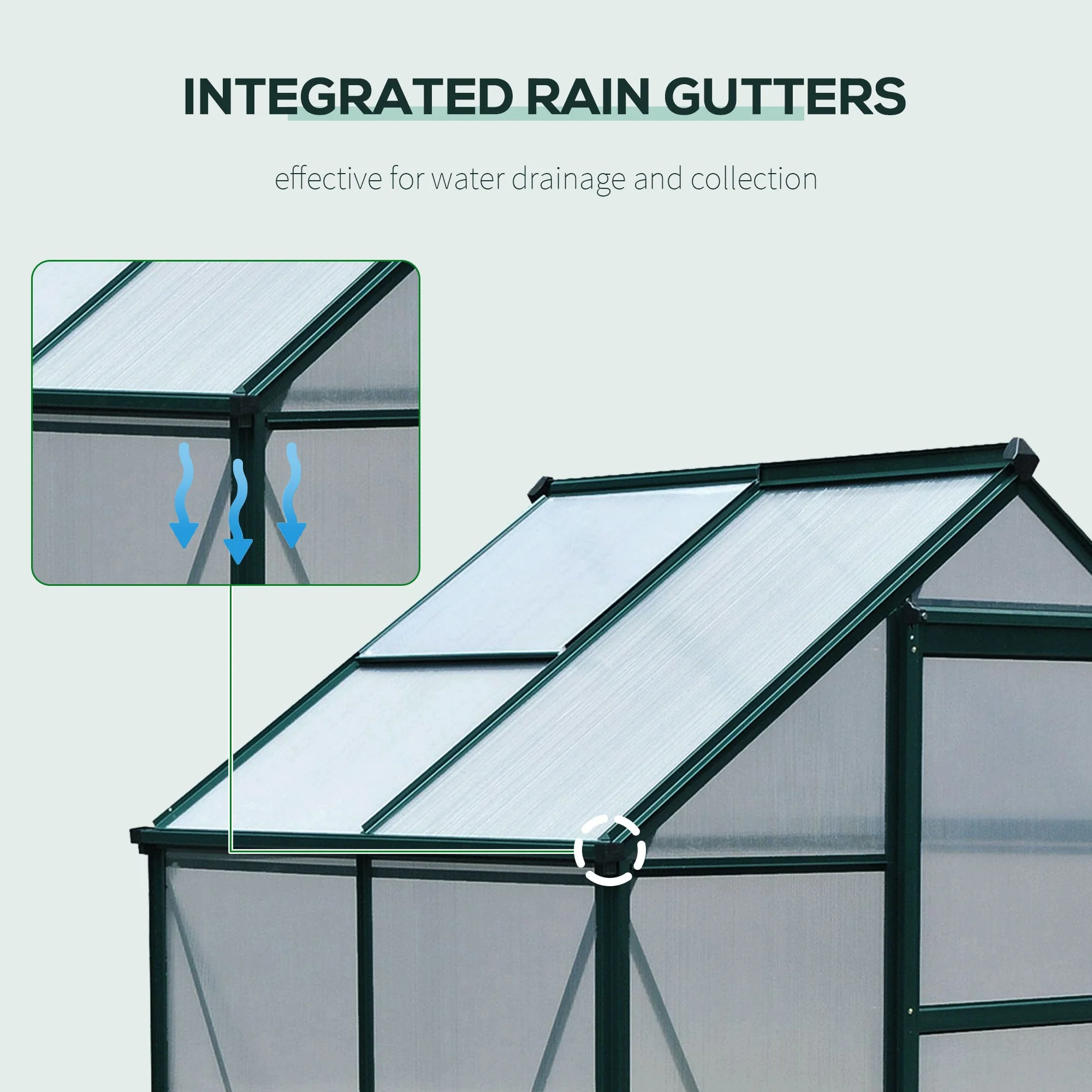 6 x 4 Greenhouse Walk-In Aluminium & Polycarbonate by Greenery - Image 7