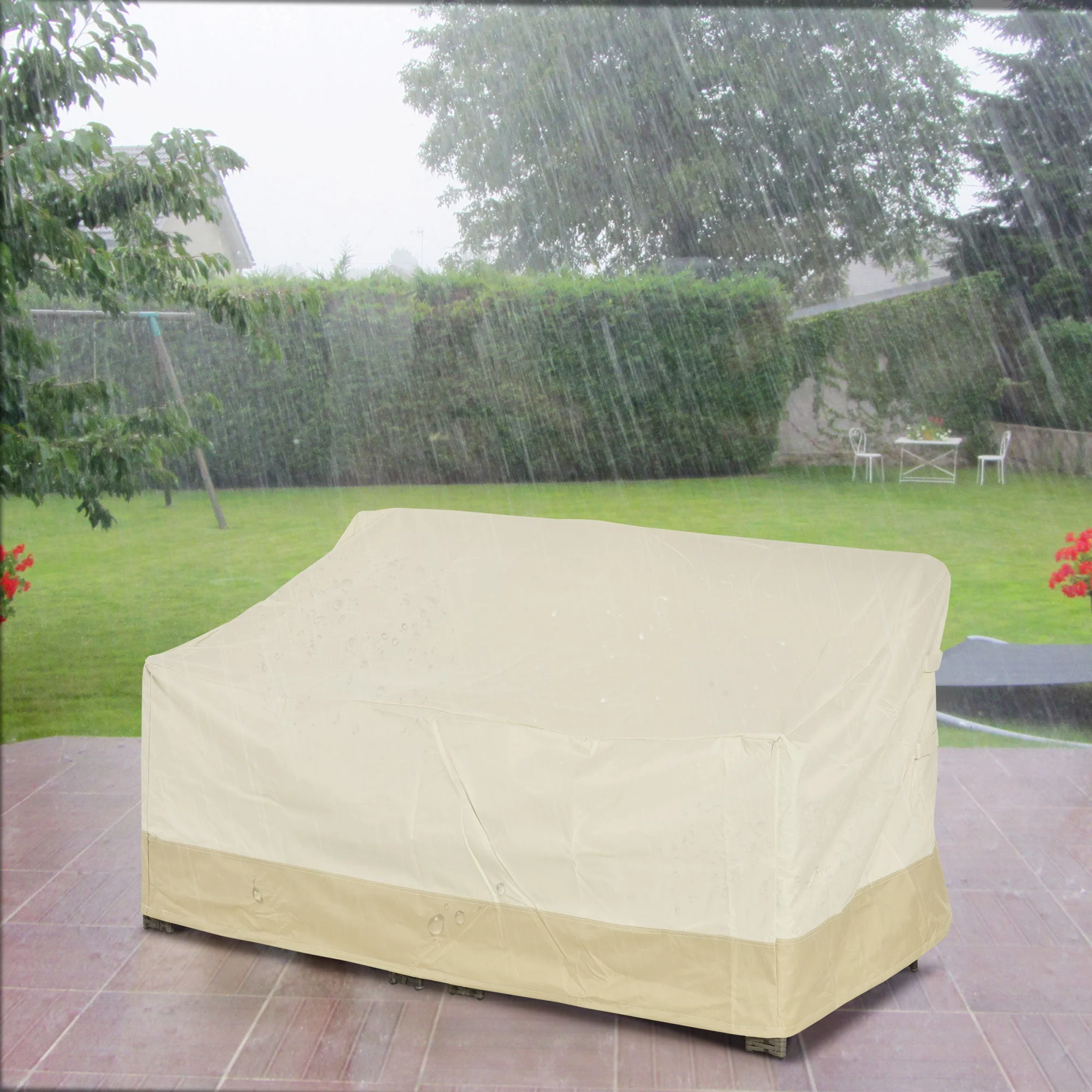 600D Oxford Cloth Furniture Cover 3 Seat Rattan Chair Protector Large Garden Patio Outdoor Waterproof L152 x W87 x H58-79cm - Image 2