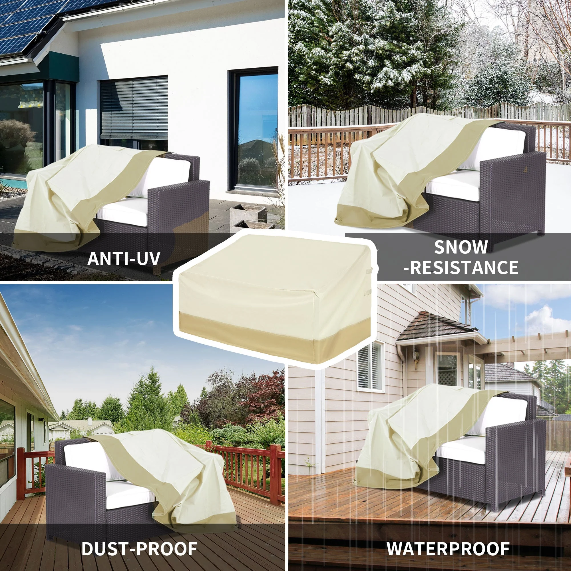 600D Oxford Cloth Furniture Cover 3 Seat Rattan Chair Protector Large Garden Patio Outdoor Waterproof L152 x W87 x H58-79cm - Image 6