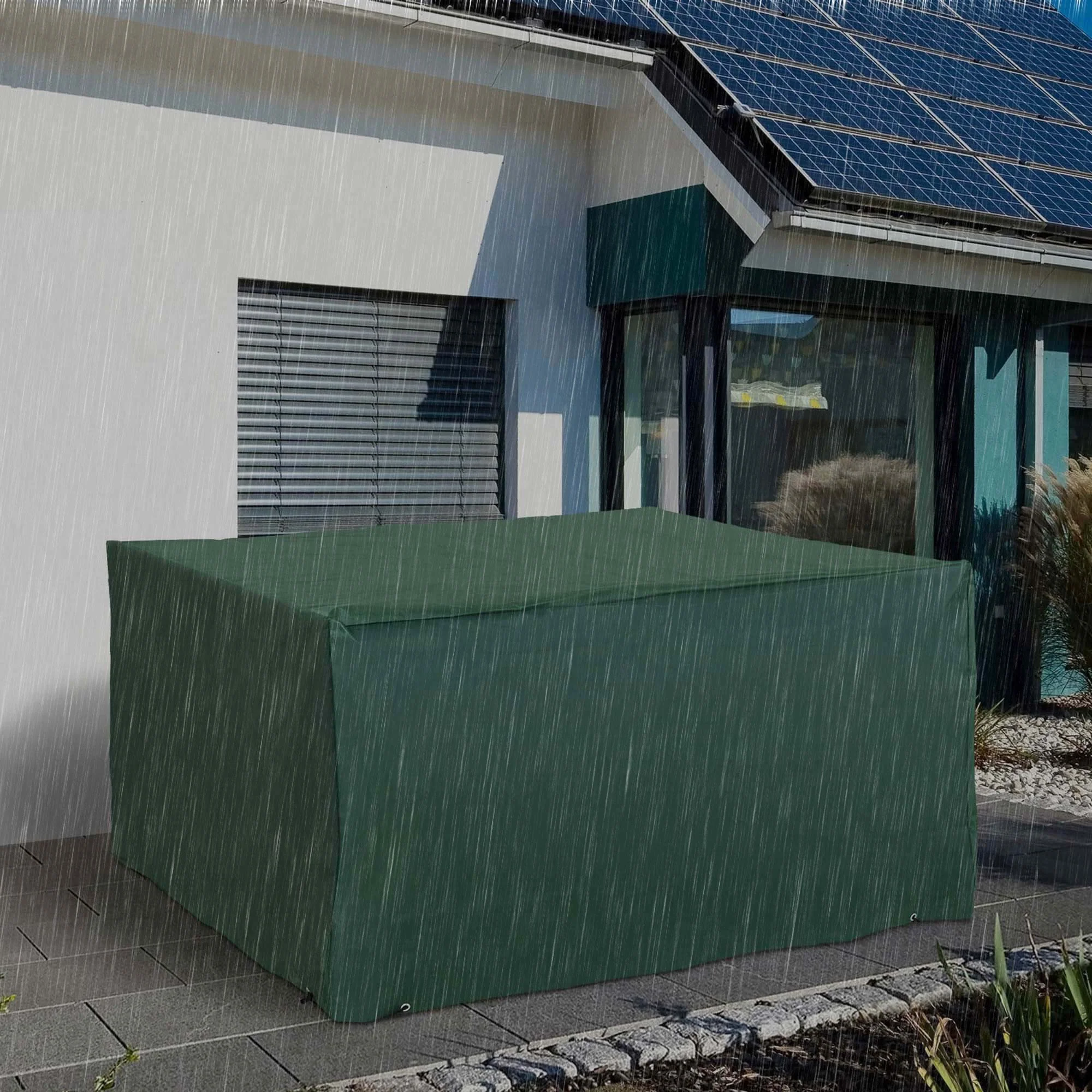 600D Oxford Patio Set Cover Outdoor Garden Rattan Furniture Protection Cover Protector Waterproof Anti-UV Green 135x135x75cm - Image 2