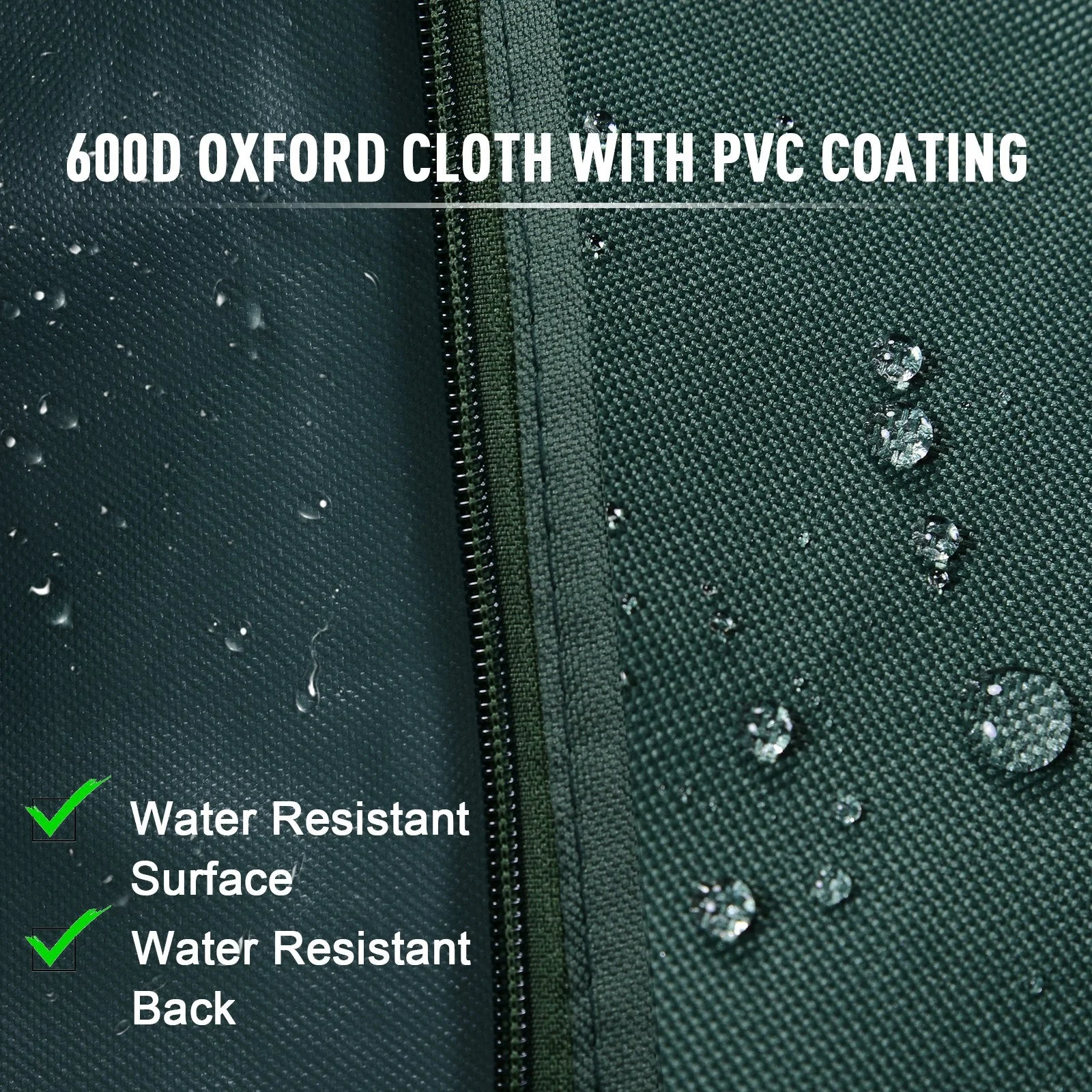 600D Oxford Patio Swing Chair Cover Outdoor Garden Furniture Rain Protection Protector Waterproof Anti-UV Green 205L x 124W x 164H cm - Image 5
