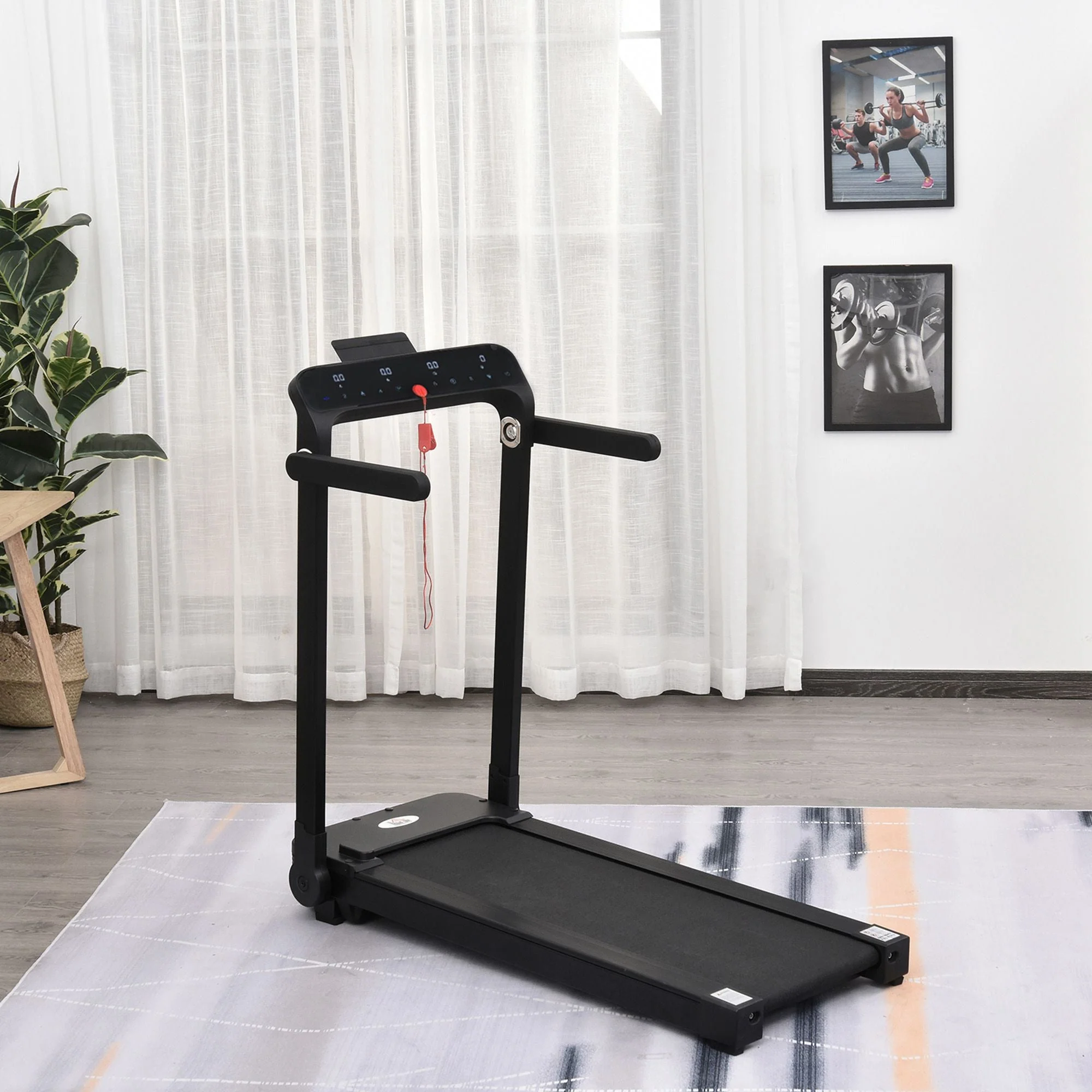 600W Foldable Steel Motorised Treadmill Running Machine w/ LCD Monitor Black - Image 2