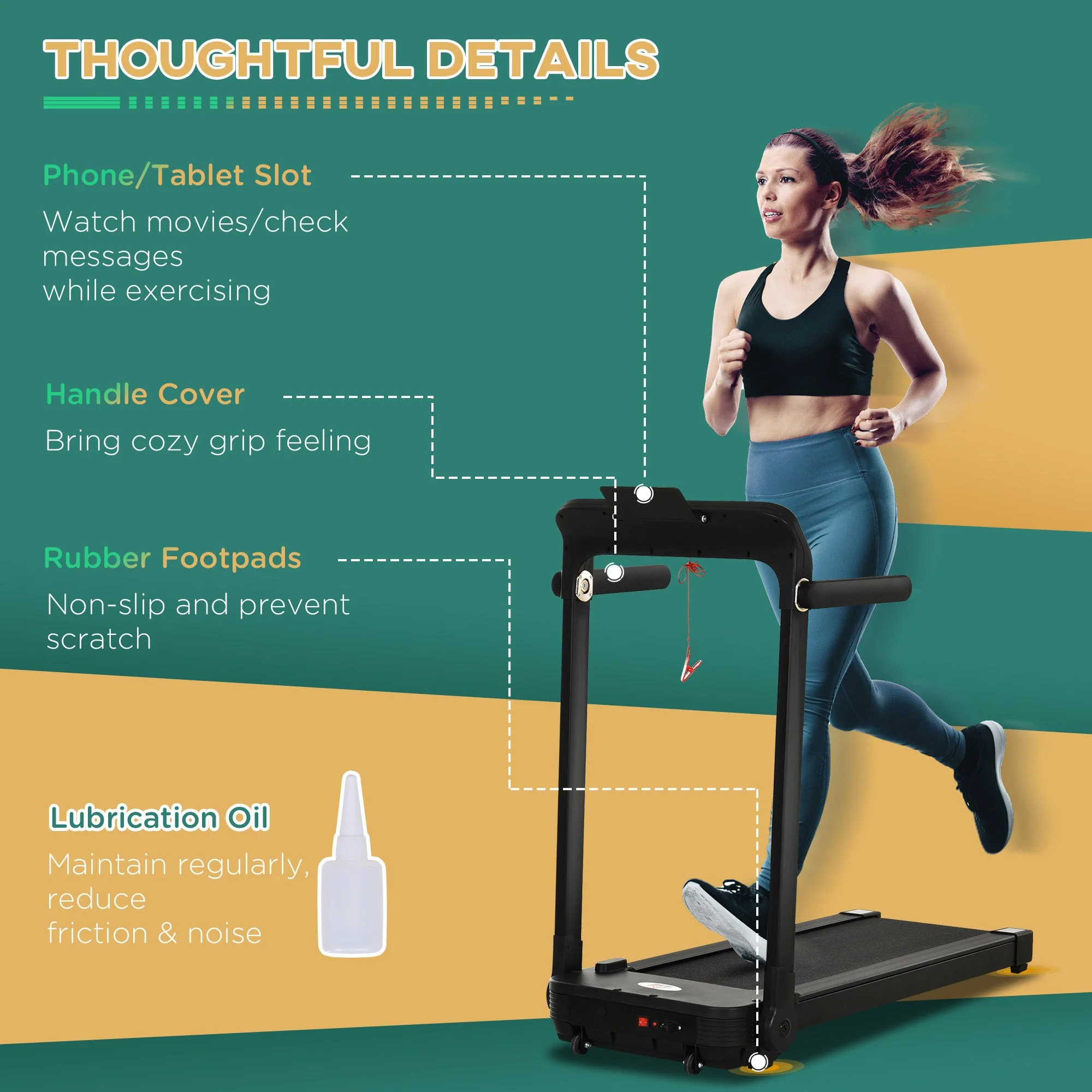 600W Foldable Steel Motorised Treadmill Running Machine w/ LCD Monitor Black - Image 5