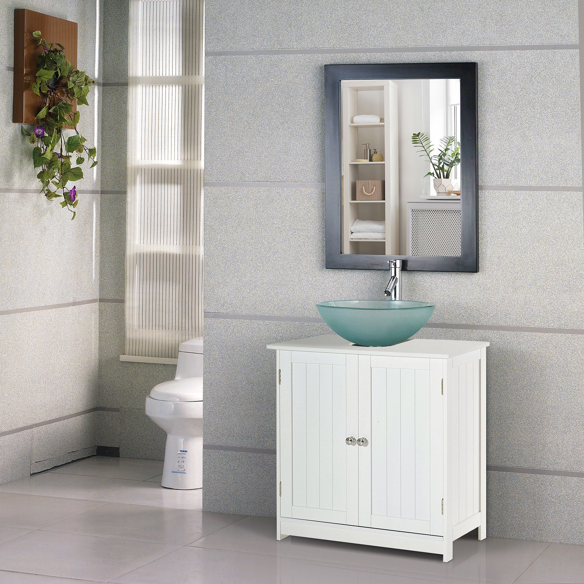 60Lx30Wx60H cm Sink Base Cabinet-White - Image 2
