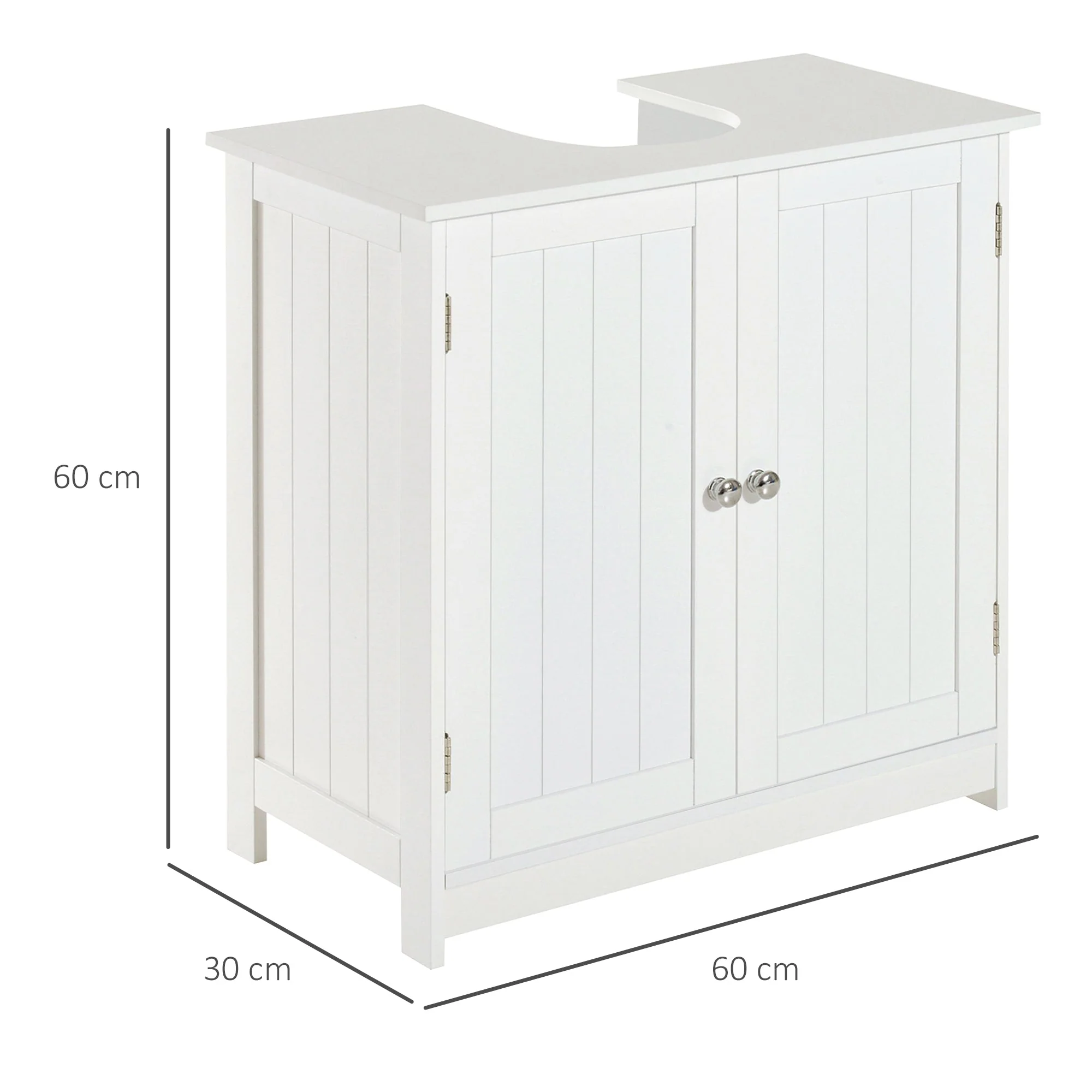 60Lx30Wx60H cm Sink Base Cabinet-White - Image 3