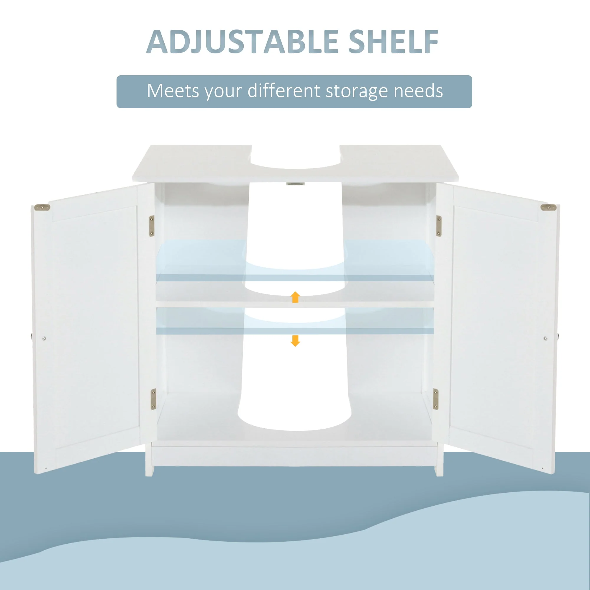 60Lx30Wx60H cm Sink Base Cabinet-White - Image 5