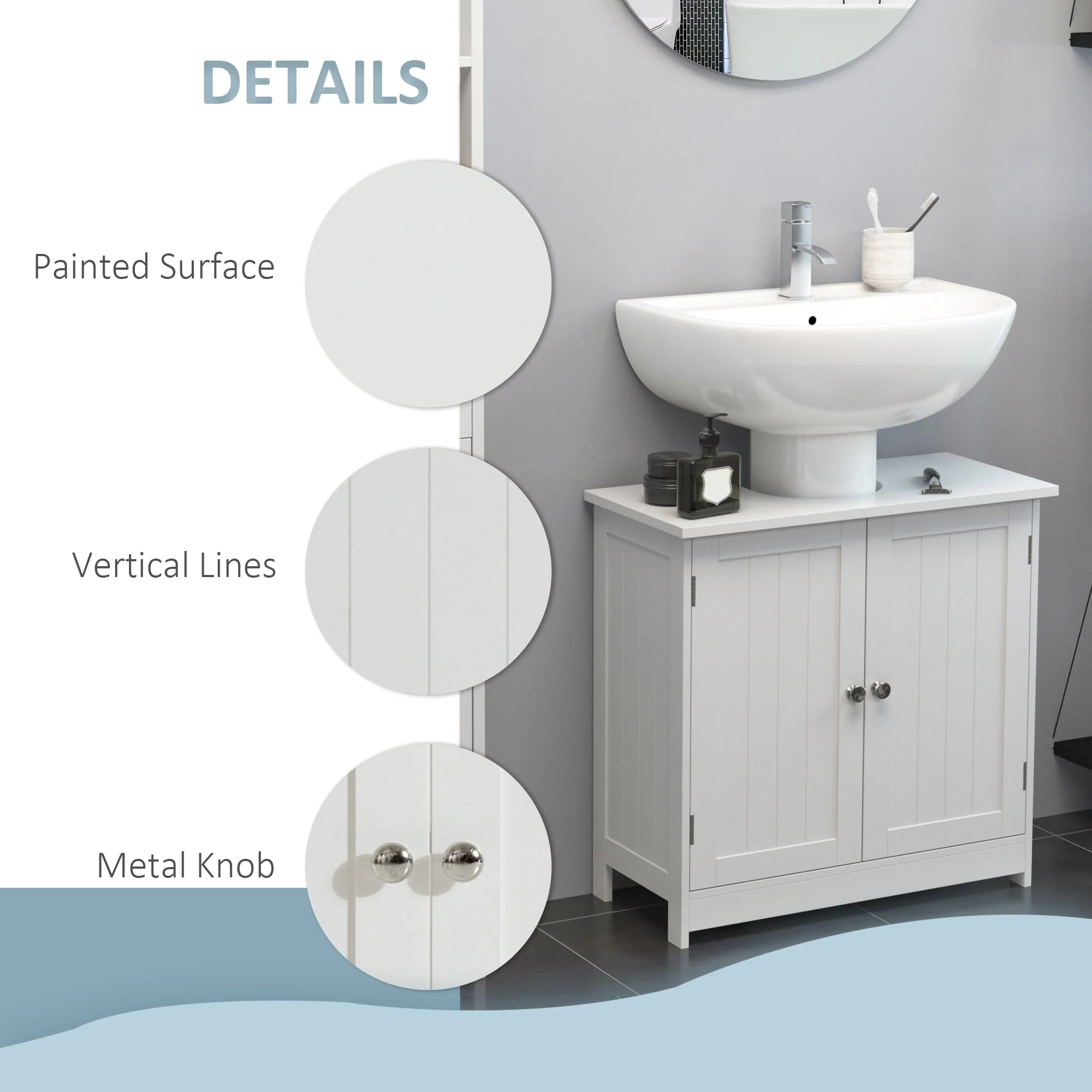 60Lx30Wx60H cm Sink Base Cabinet-White - Image 6