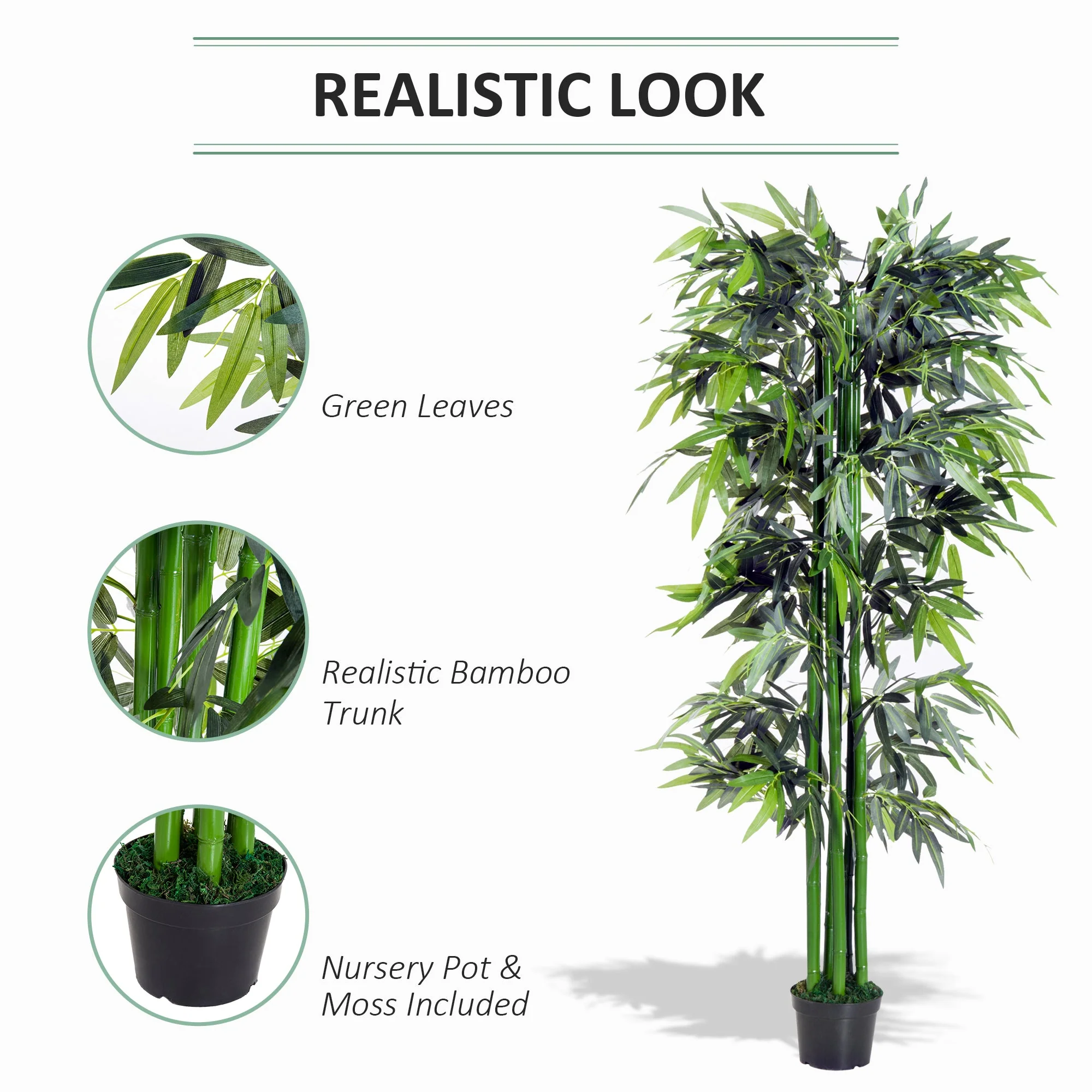 6ft Artificial Bamboo Tree Plant Greenary in A Pot for Home Office Planter 1.8M - Image 4
