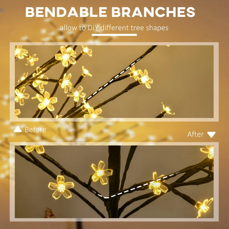 6ft Artificial Cherry Tree Light with Plug In 180 Warm White Pre-Lit LED light for Indoor and Covered Outdoor Use - Image 6