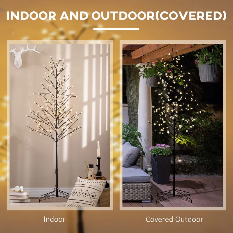 6ft Artificial Cherry Tree Light with Plug In 180 Warm White Pre-Lit LED light for Indoor and Covered Outdoor Use - Image 7