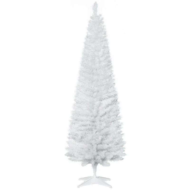 6FT Artificial Pine Pencil Slim Tall Christmas Tree with 390 Branch Tips Xmas Holiday Décor with Stand White - Image 2