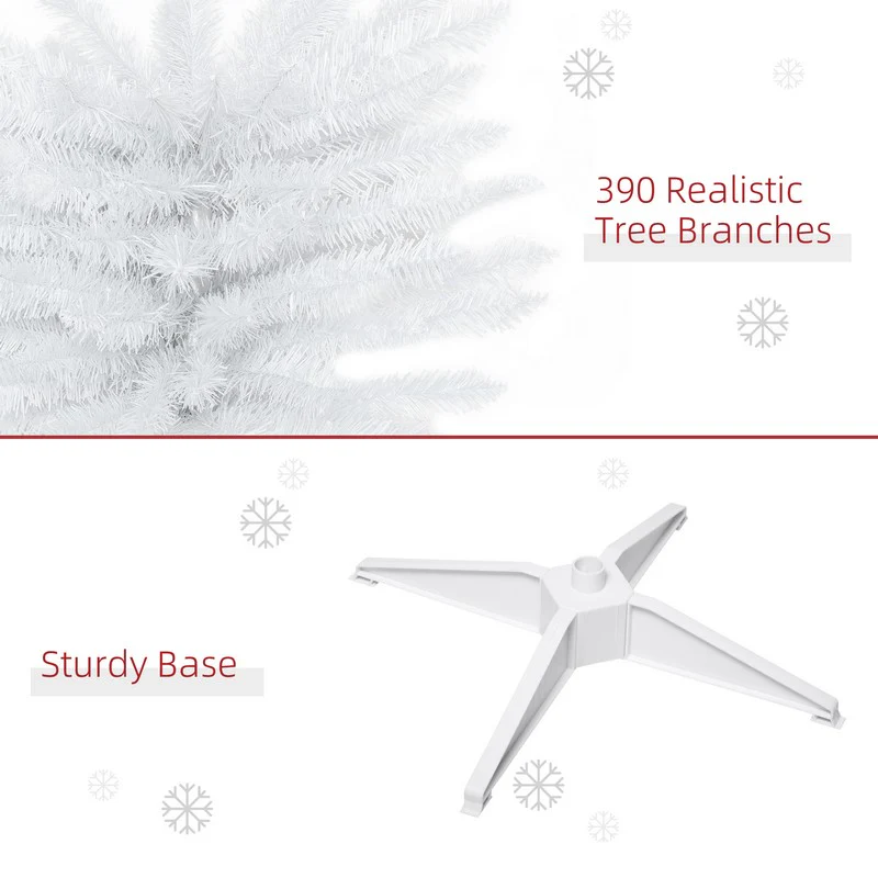 6FT Artificial Pine Pencil Slim Tall Christmas Tree with 390 Branch Tips Xmas Holiday Décor with Stand White - Image 6