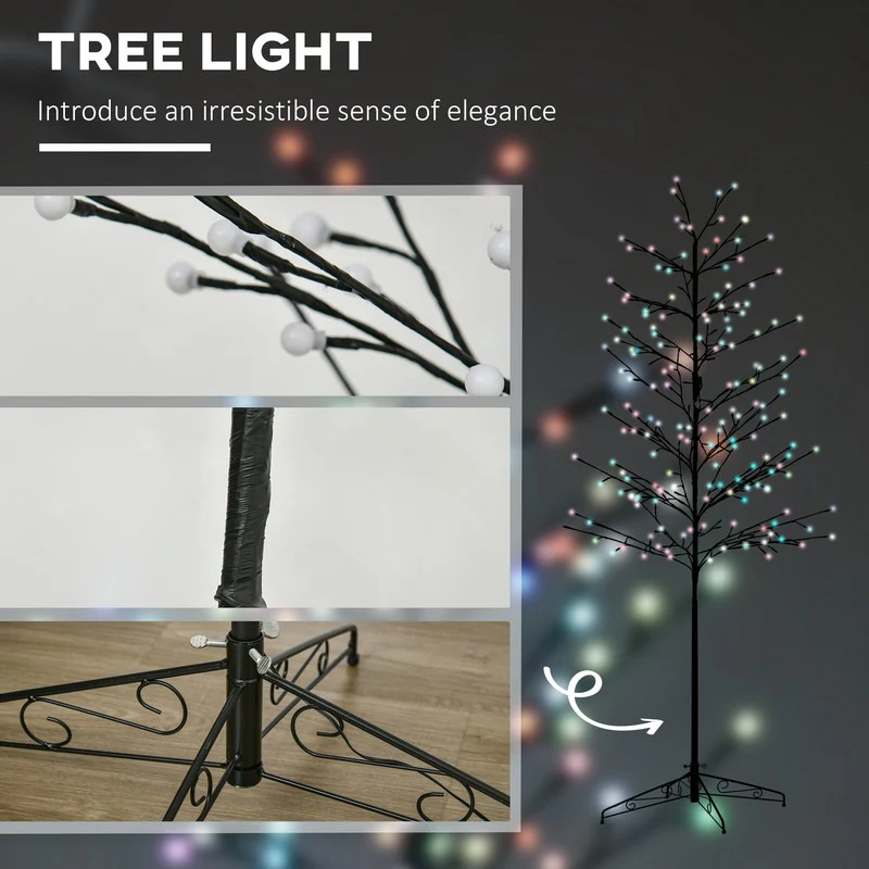 6ft Artificial Tree Light with 180 Colour LED Light for Home Party - Image 5