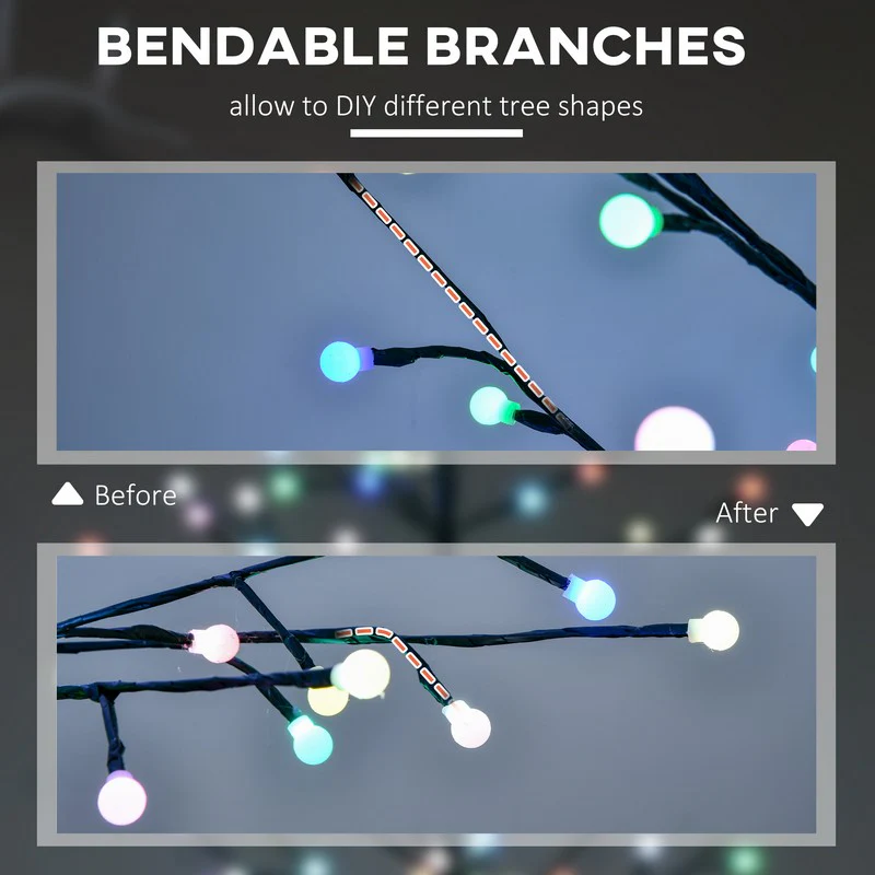 6ft Artificial Tree Light with 180 Colour LED Light for Home Party - Image 6