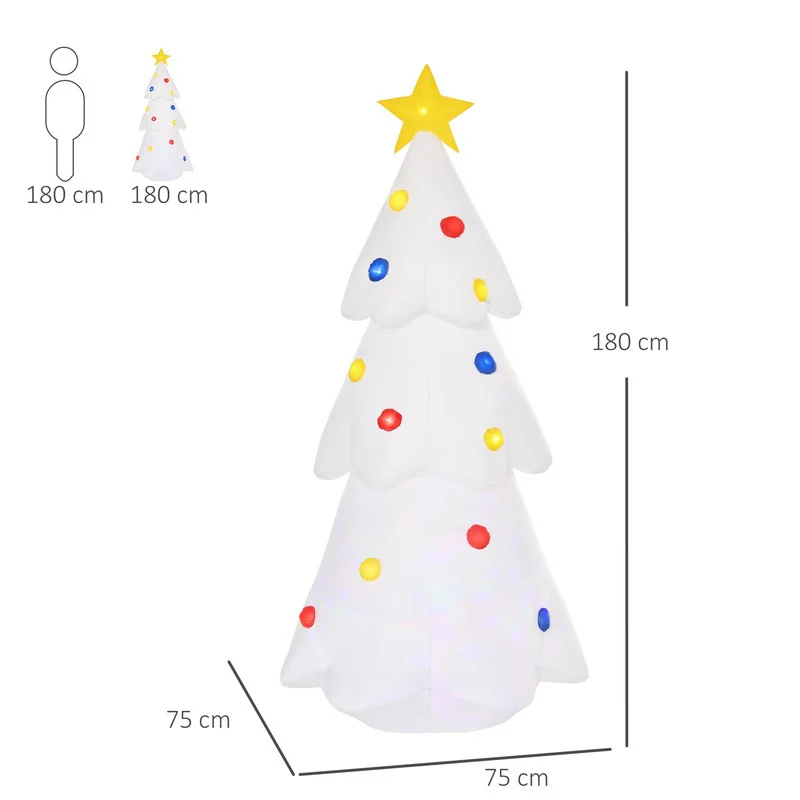 6FT Christmas Inflatable Tree LED Lighted for Home Indoor Outdoor Decoration White - Image 2