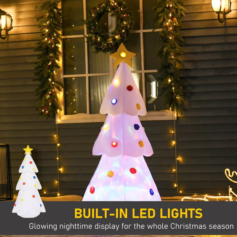 6FT Christmas Inflatable Tree LED Lighted for Home Indoor Outdoor Decoration White - Image 3