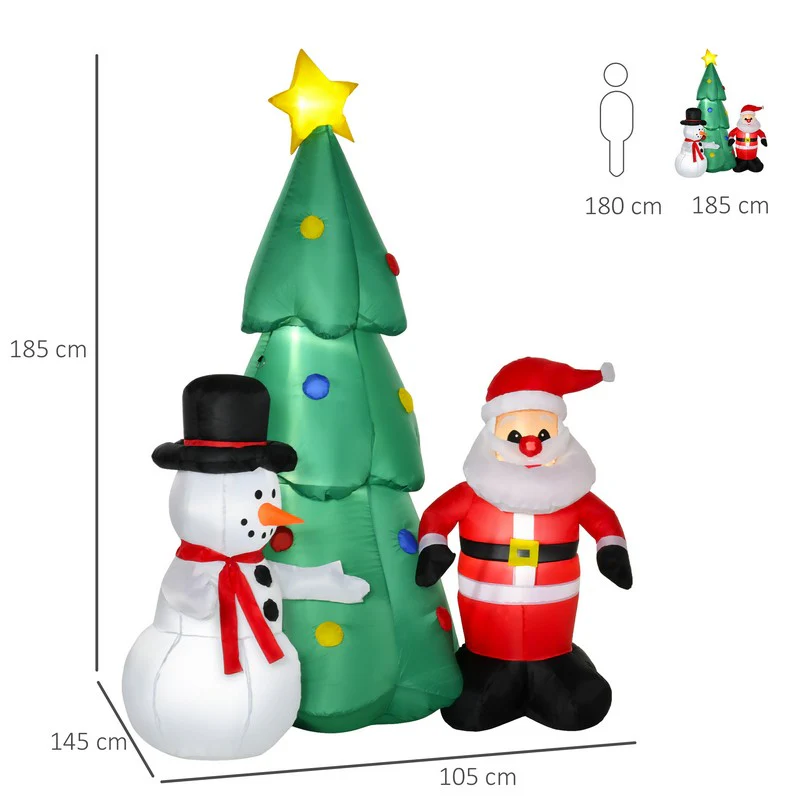 6ft Christmas Inflatable Tree Snowmen Santa Claus Outdoor Decoration for Garden - Image 3