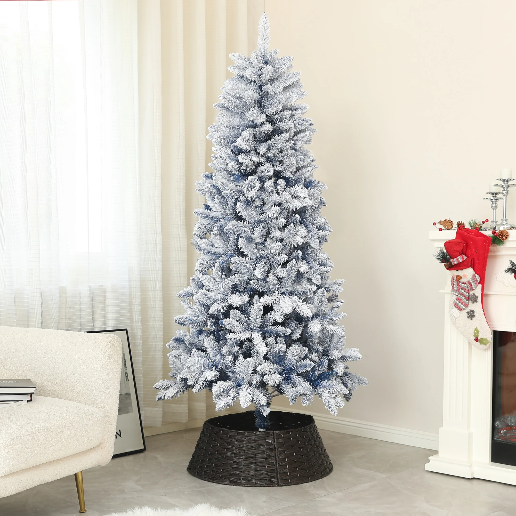 6ft Christmas Tree Artificial - White Frosted Green  700 Tips - Image 2