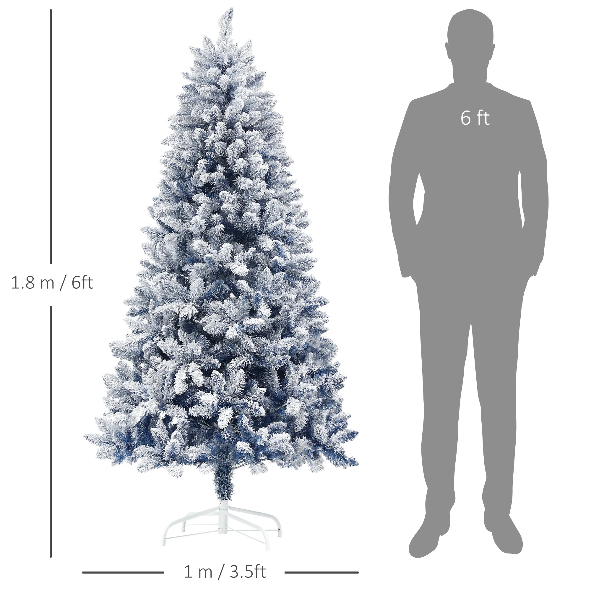 6ft Christmas Tree Artificial - White Frosted Green  700 Tips - Image 3