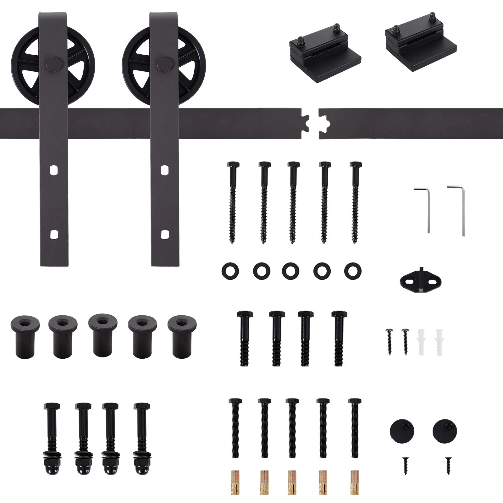 6ft Modern Single Sliding Barn Door Track Kit Set Closet Hardware for Single Wooden Door - Image 4