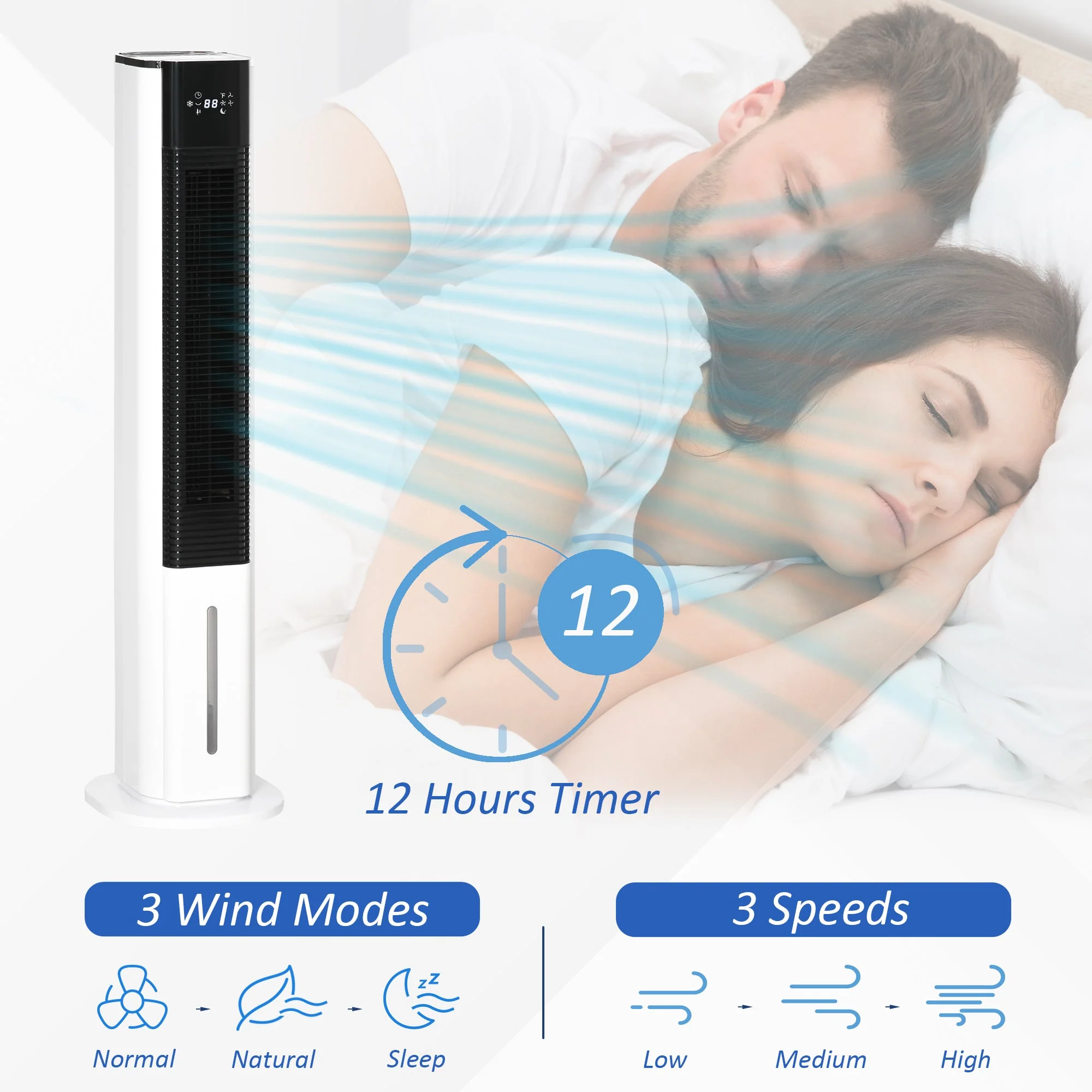 6L Oscillating Three Speed Air Cooler With Timer & Remote Control White - Image 9