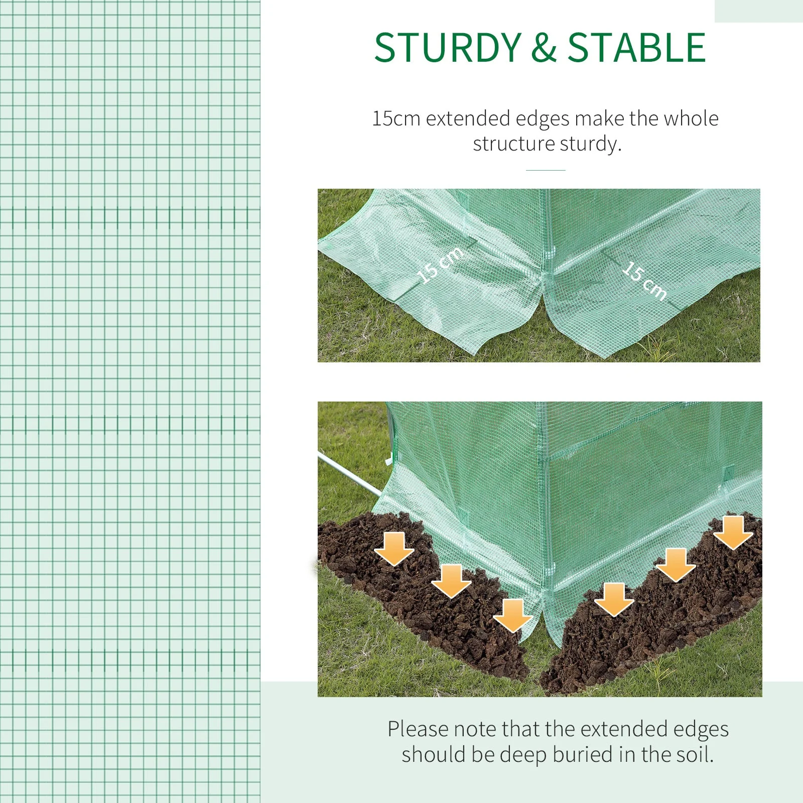 6L x 3W x 2H M Greenhouse Walk-in Polytunnel Outdoor Garden Flower Vegetable Planter 25mm Diameter Galvanised Steel Frame w/ Zipped Door - Image 4