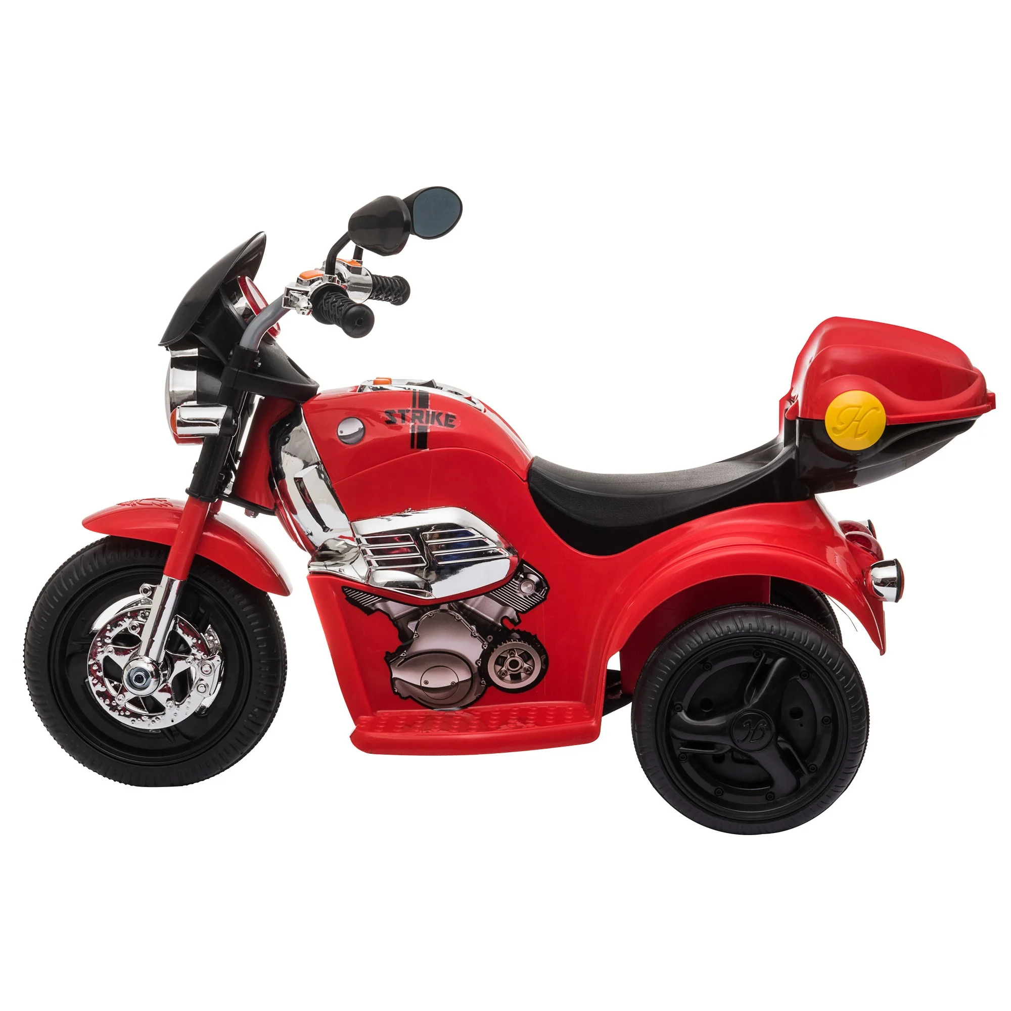 6V Battery PP Kids Motorcycle Ride On Trike w/ Lights Music Horn 18 - 36 Months Red - Image 5