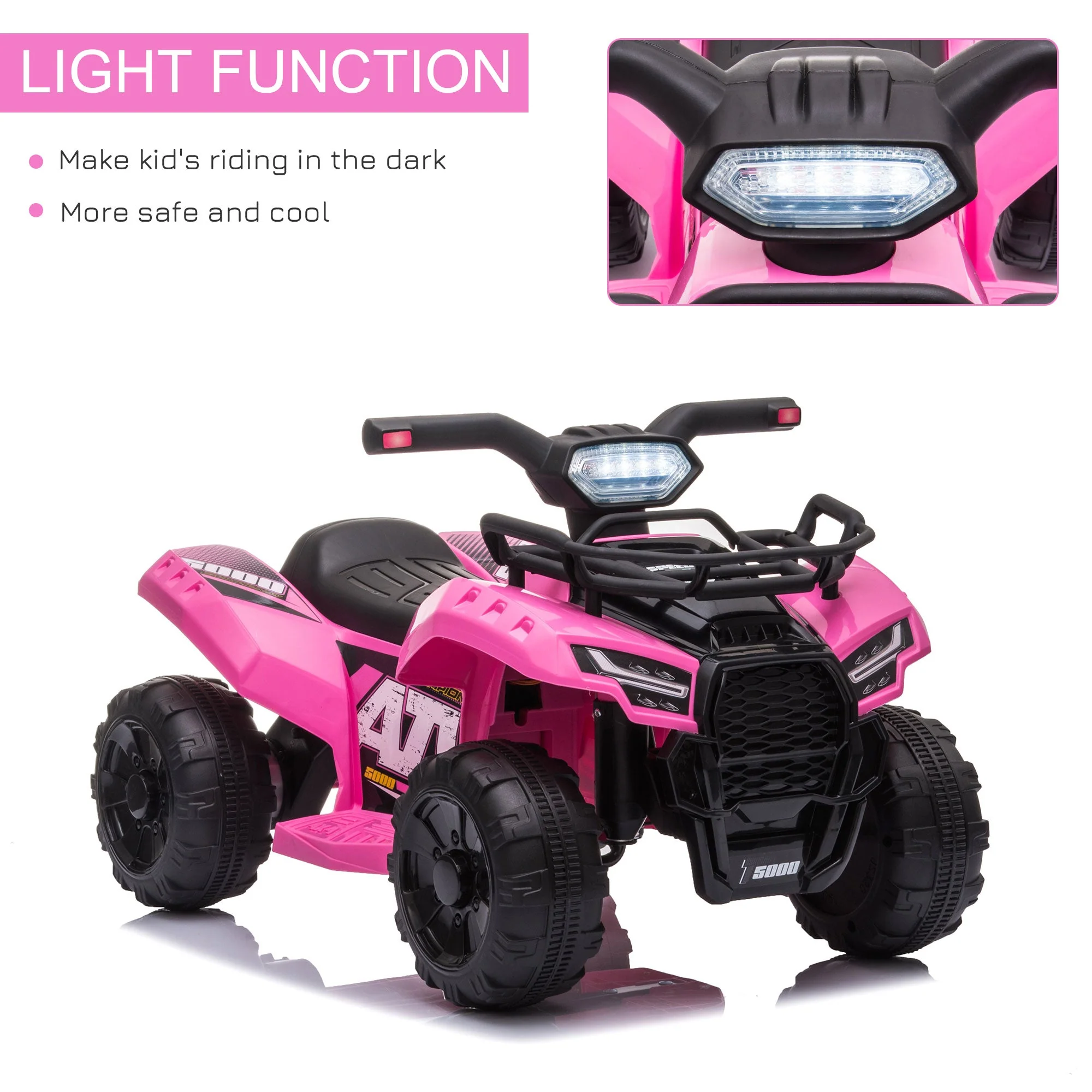 6V Kids Electric Ride on Car Toddlers Quad Bike ATV Toy With Music for 18-36 months Pink - Image 5