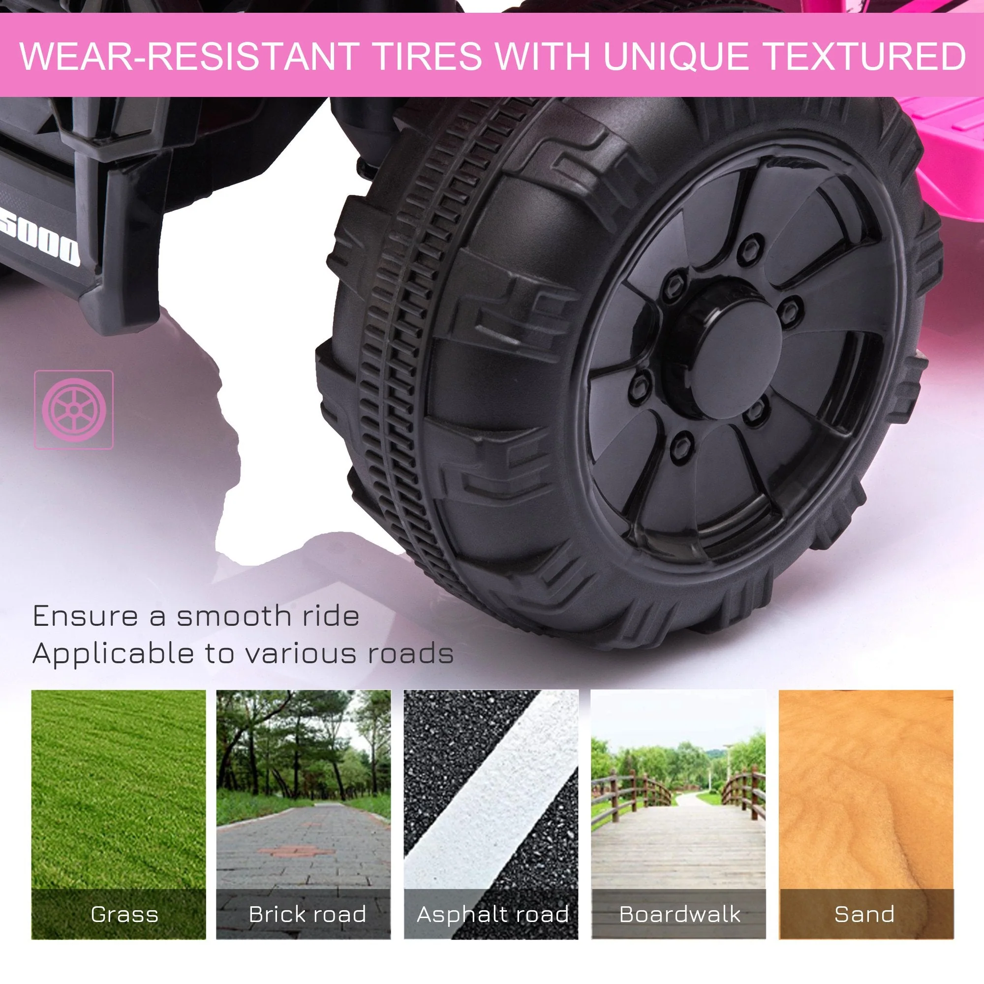 6V Kids Electric Ride on Car Toddlers Quad Bike ATV Toy With Music for 18-36 months Pink - Image 7