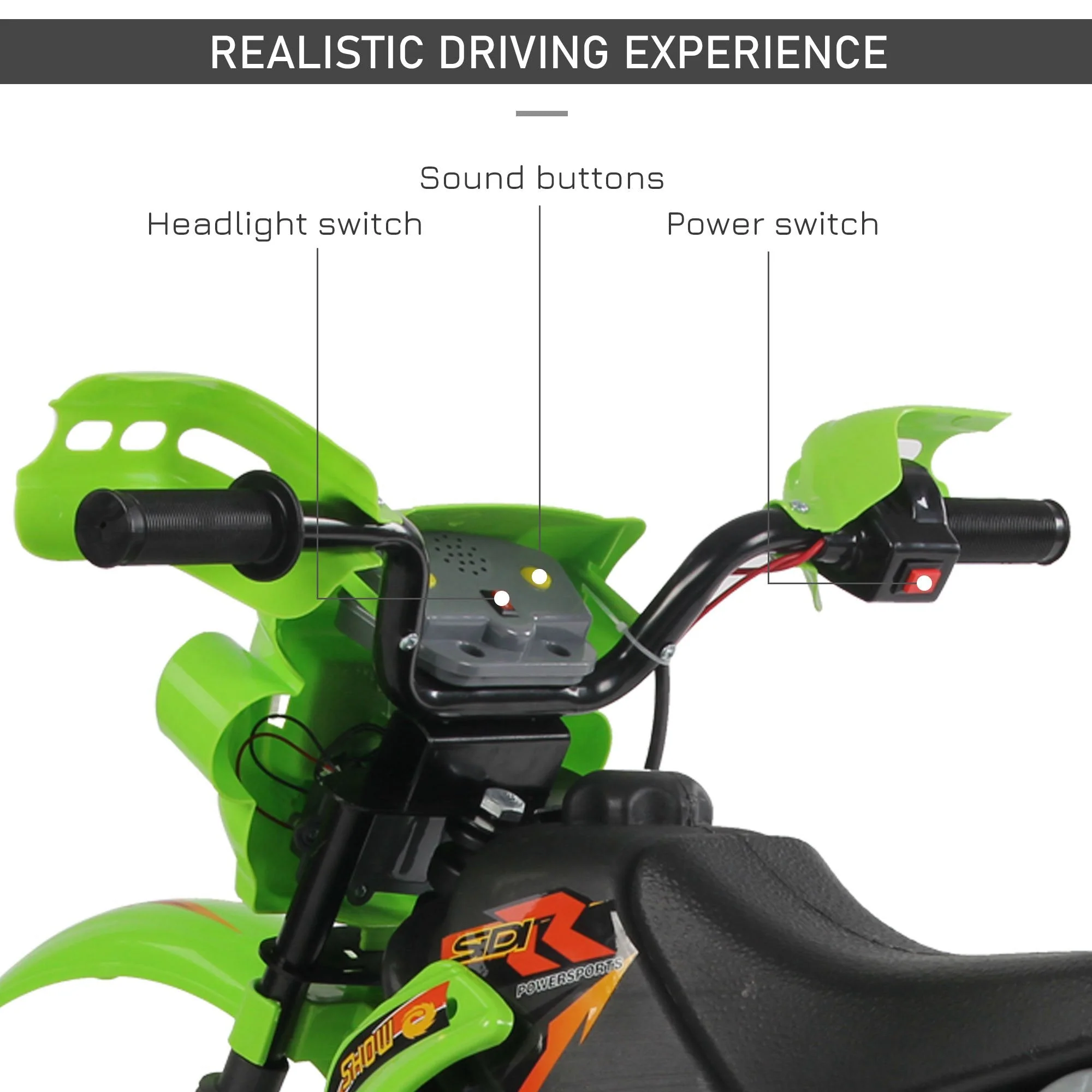 6V PP Electric Motorcycle for Kids Ride on Toys with Effects Green - Image 5