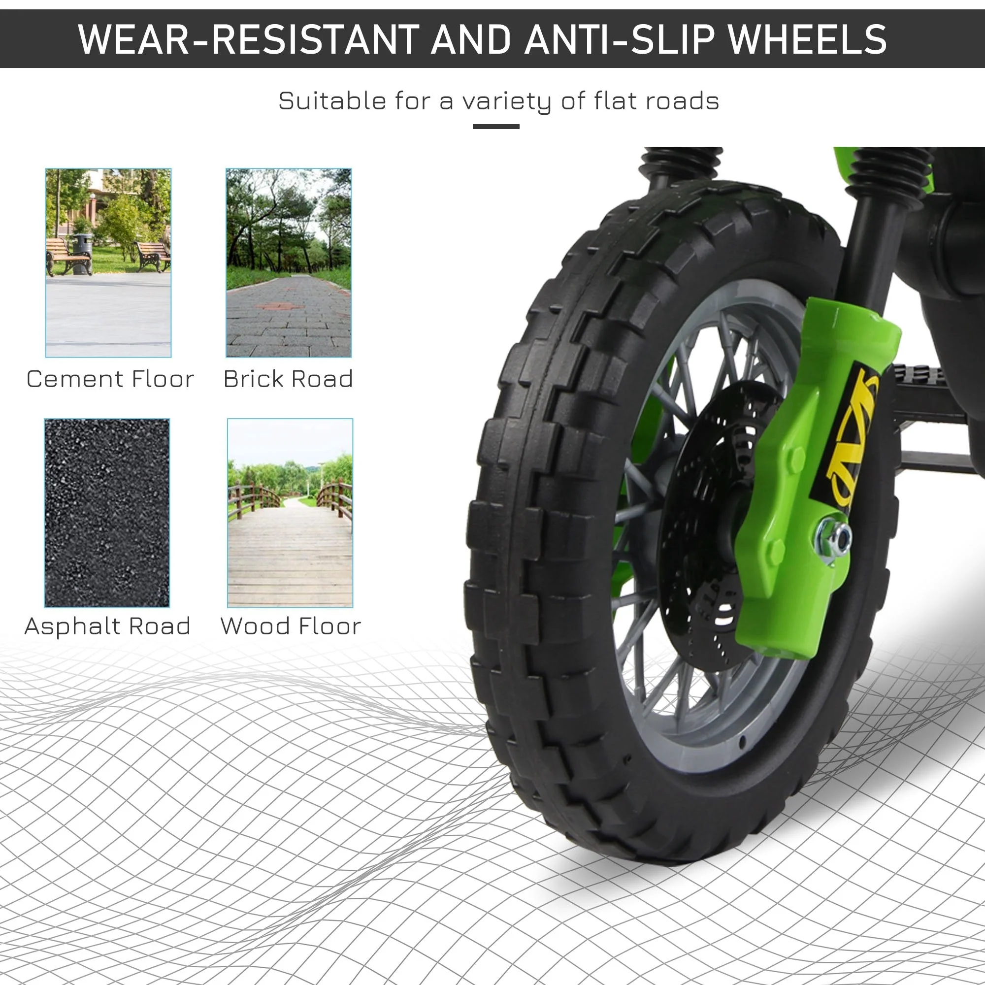 6V PP Electric Motorcycle for Kids Ride on Toys with Effects Green - Image 6