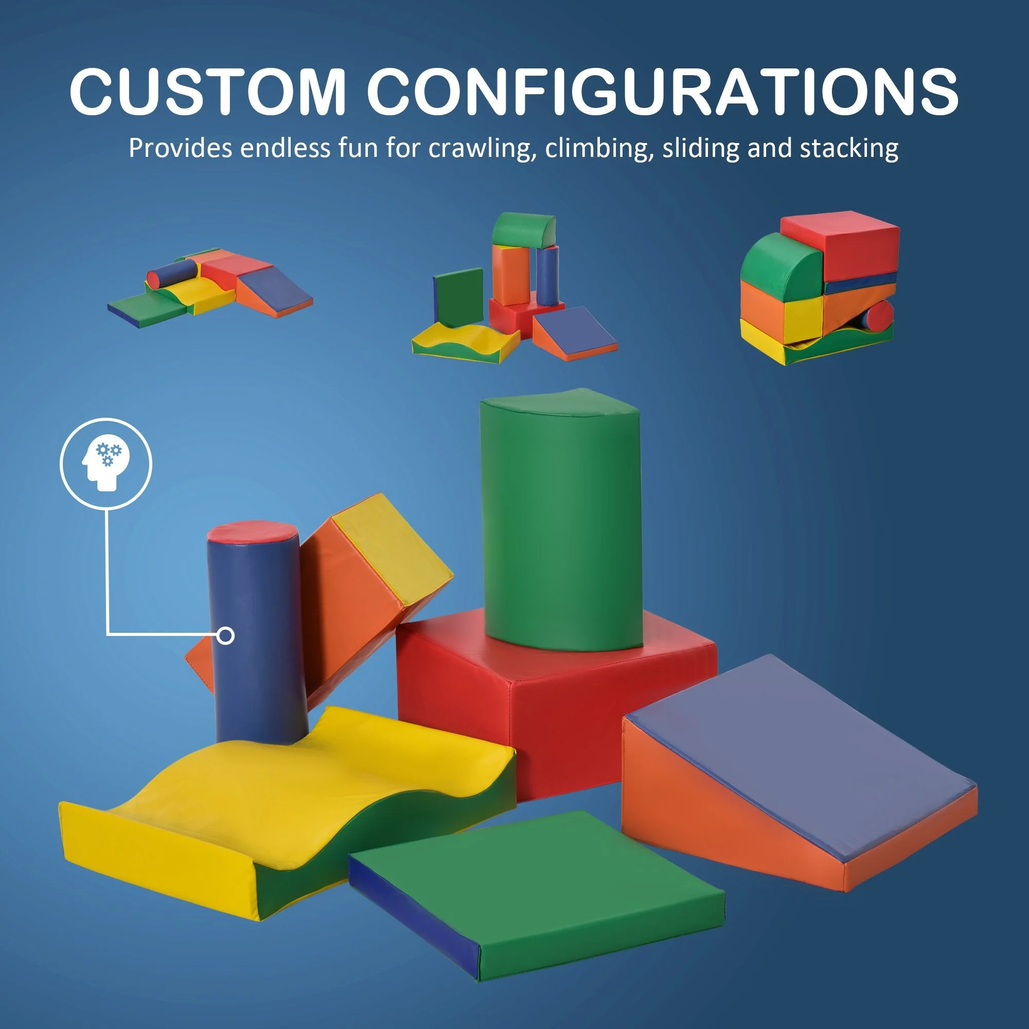 7-Piece Climb and Crawl Activity Play Set Kids Soft Foam Blocks Toddler Soft Play Equipment Building and Stacking Blocks Educational Play - Image 5