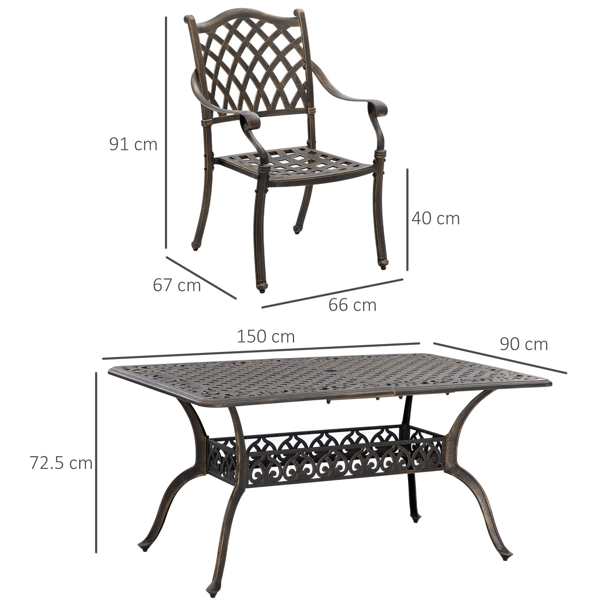 7-Piece Outdoor Patio Dining Set with Umbrella Hole - Image 2