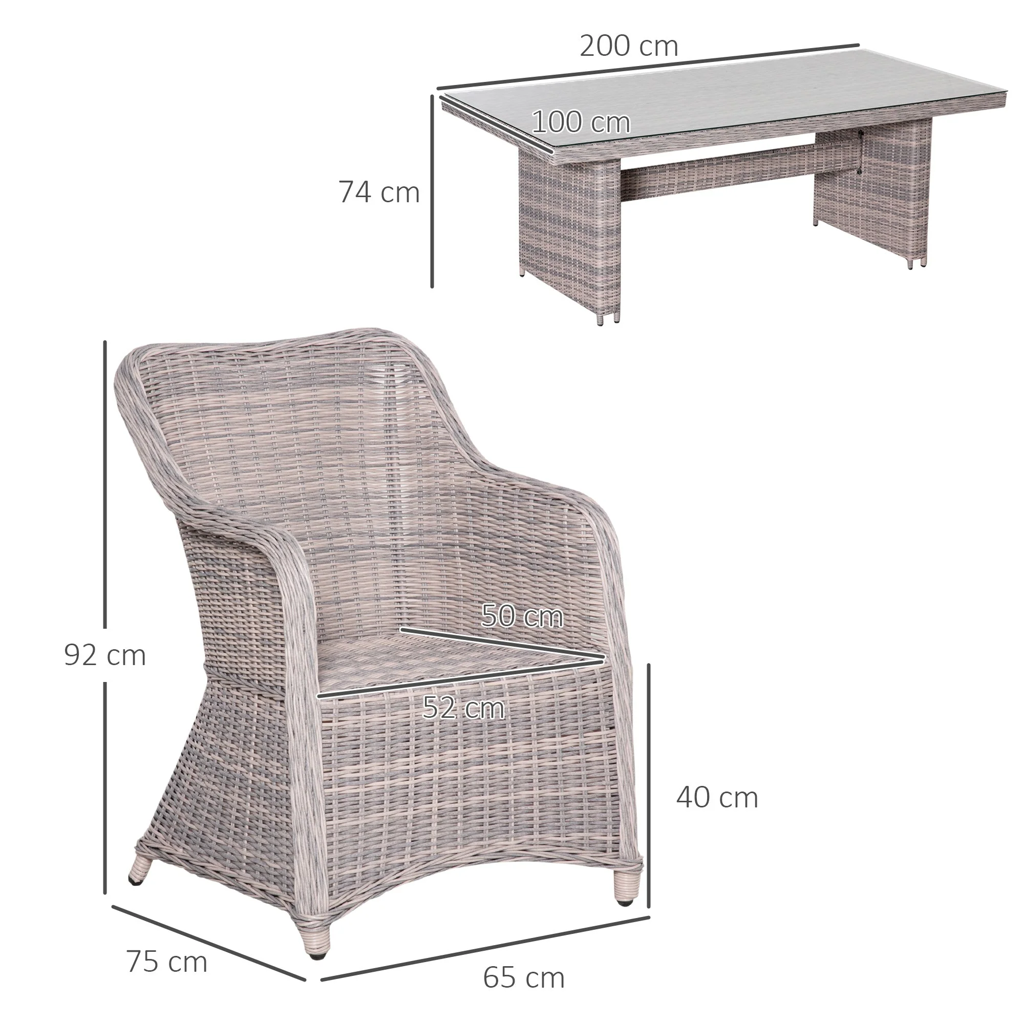 7-Pieces Patio Wicker Rectangular Garden Dining Set - Image 2