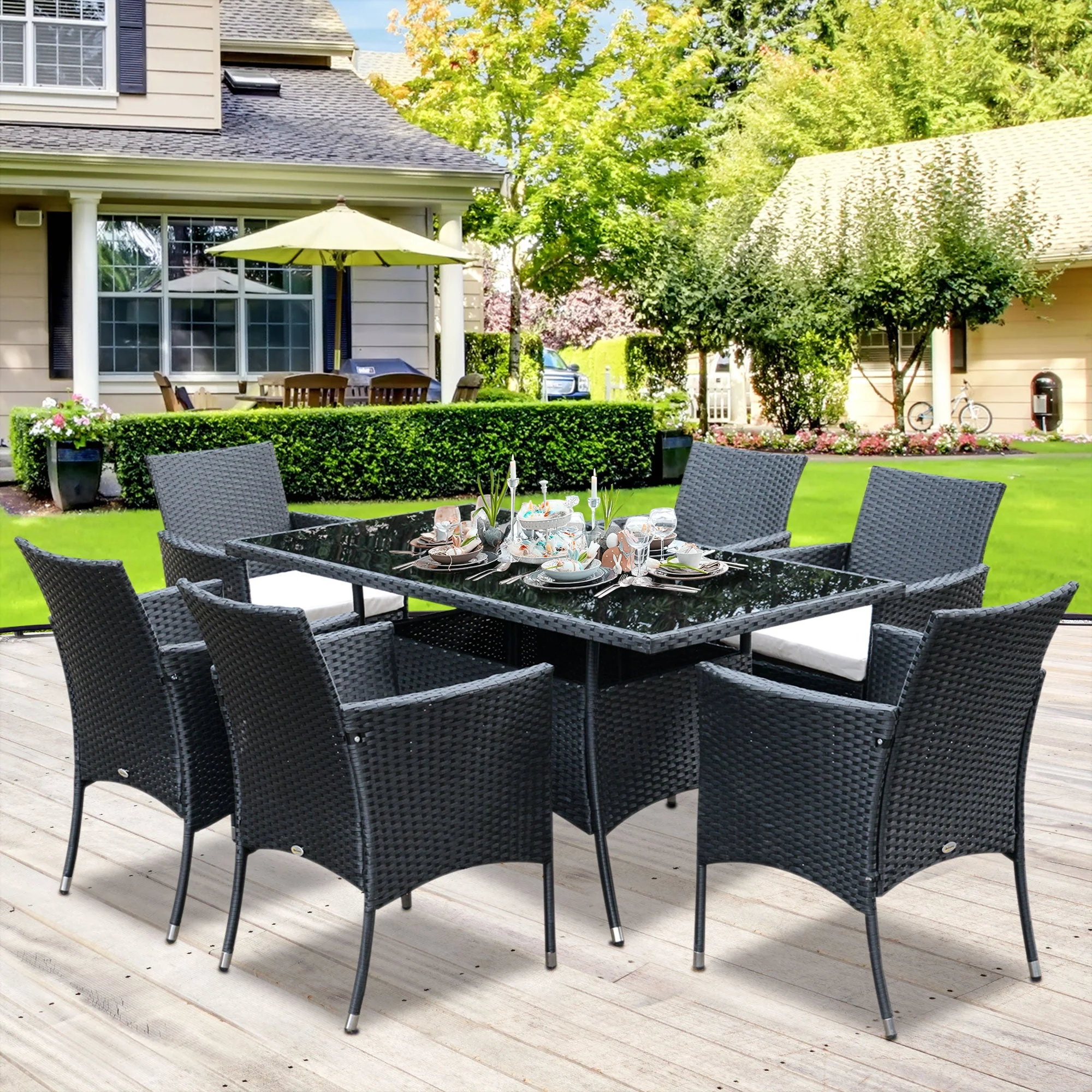 7-Pieces PE Rattan Dining Sets - Image 2