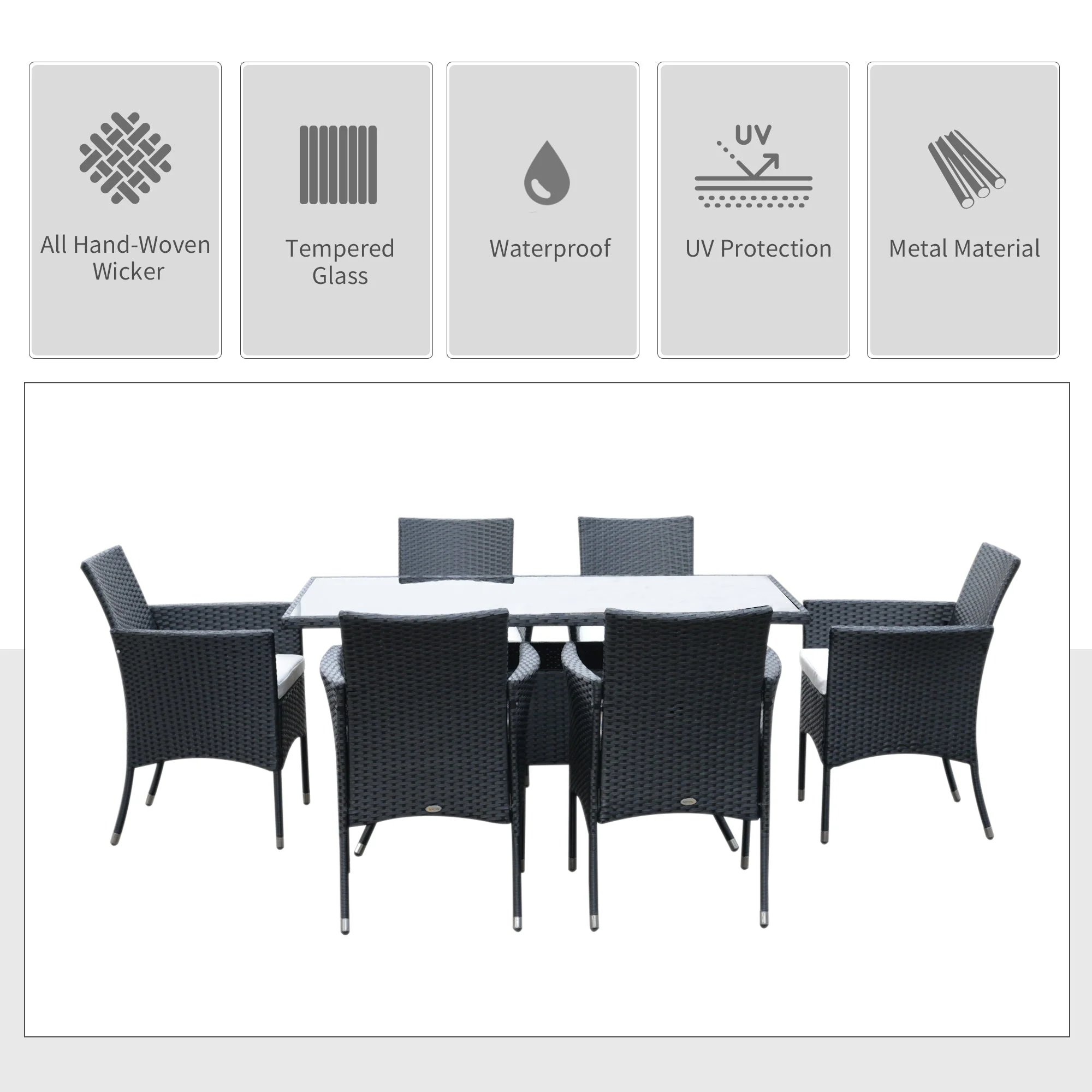 7-Pieces PE Rattan Dining Sets - Image 4