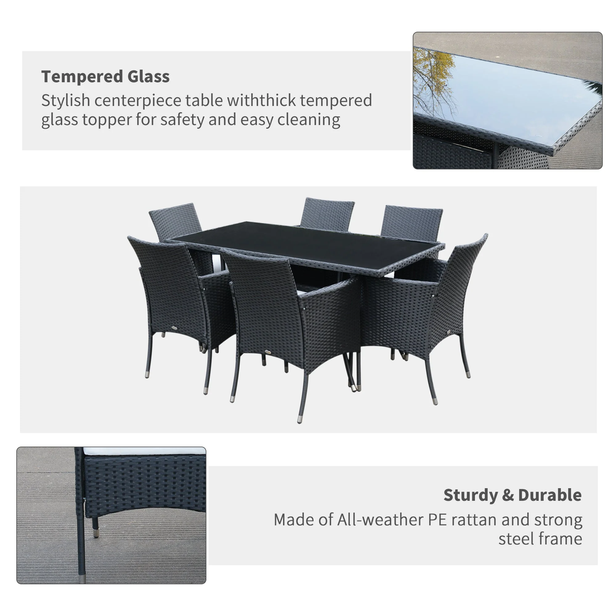 7-Pieces PE Rattan Dining Sets - Image 5