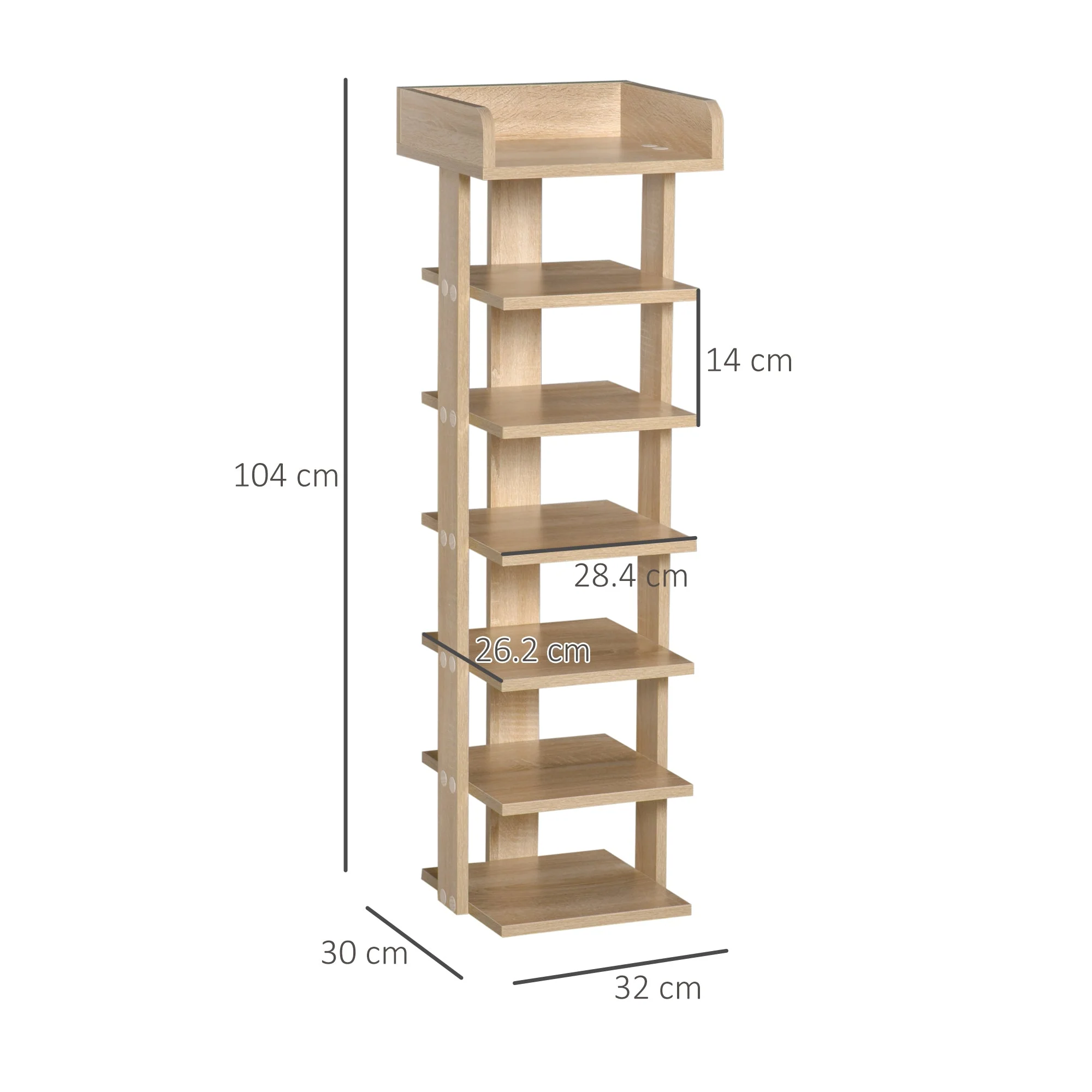 7 Tier Shoe Rack Organizer Storage Shelf Wooden Display Cabinet for Entrance - Image 3