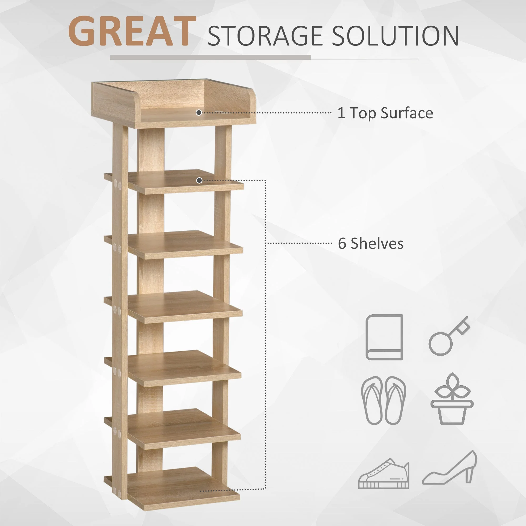 7 Tier Shoe Rack Organizer Storage Shelf Wooden Display Cabinet for Entrance - Image 4