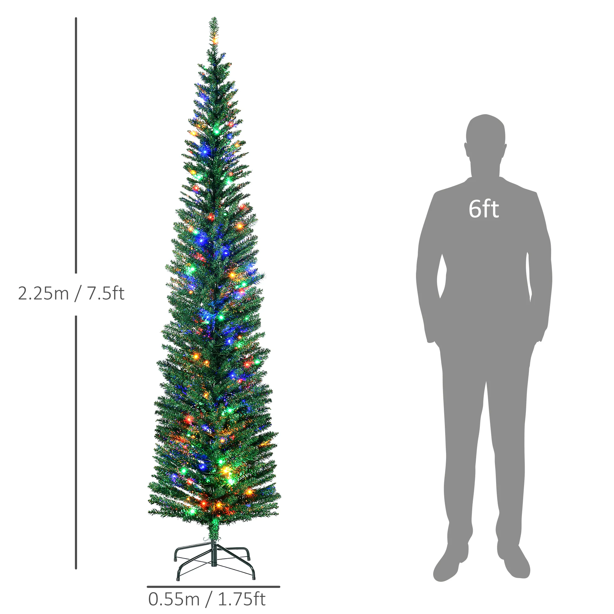 7ft Prelit Christmas Tree Artificial - with LED Lights Multicoloured 529 Tips - Image 3