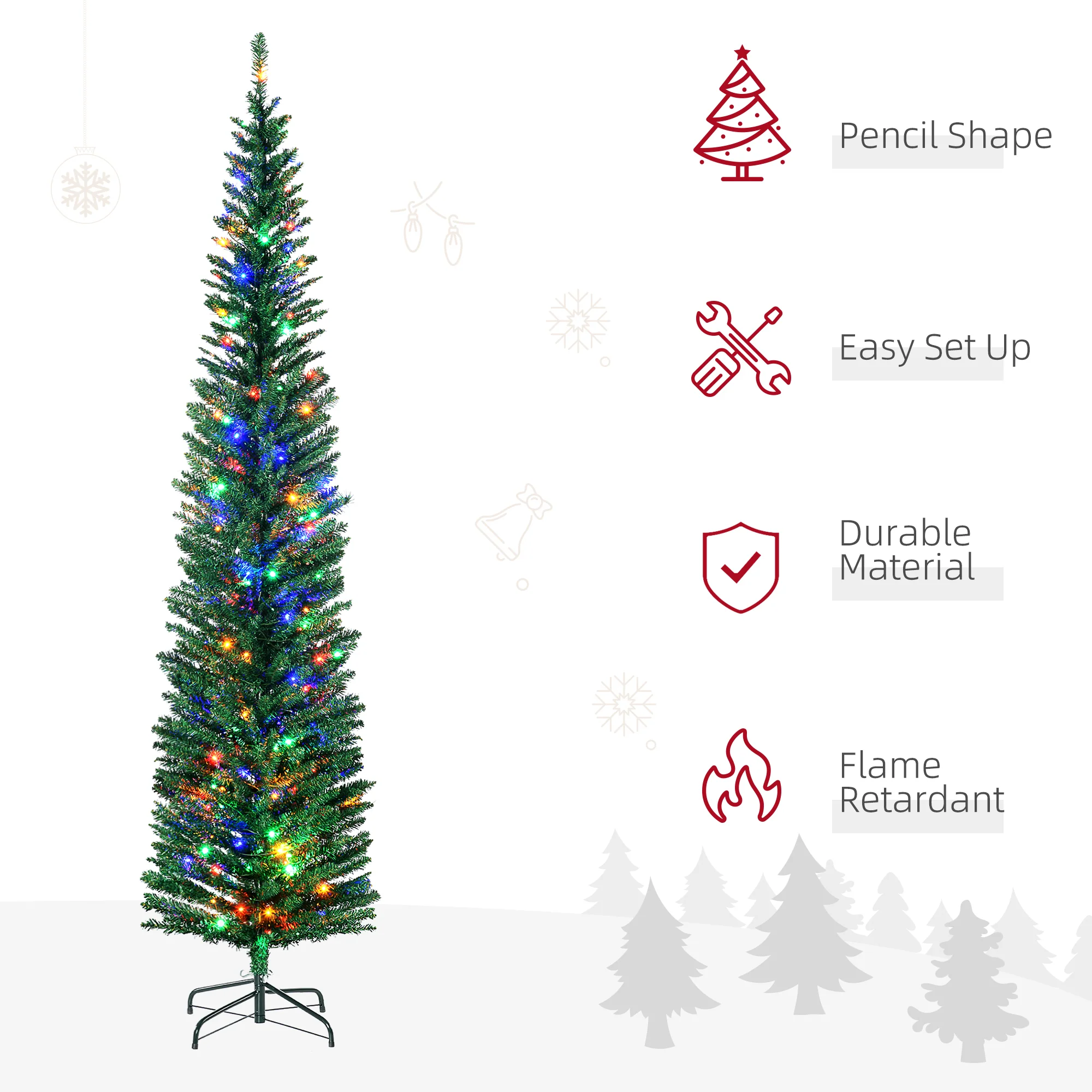 7ft Prelit Christmas Tree Artificial - with LED Lights Multicoloured 529 Tips - Image 4