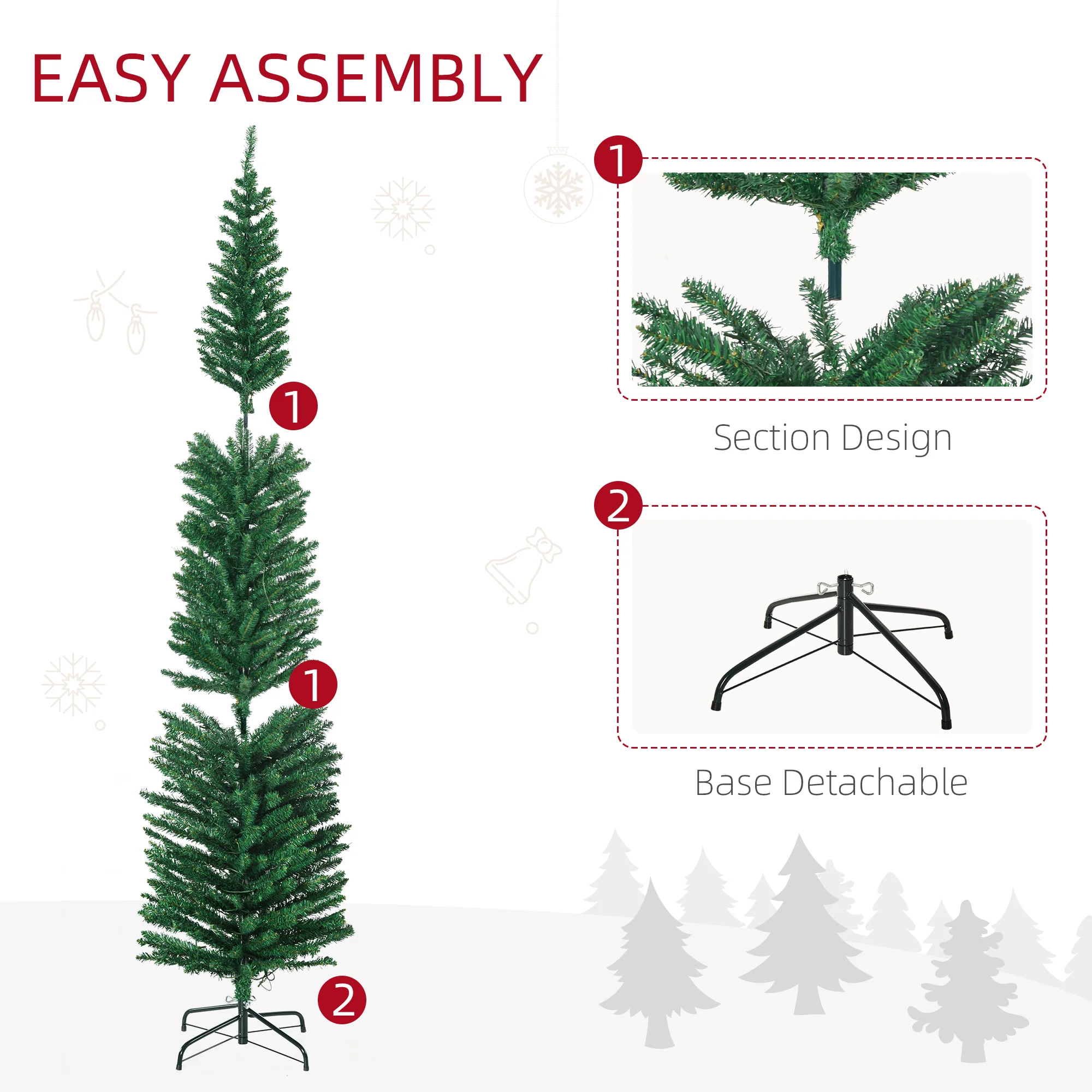 7ft Prelit Christmas Tree Artificial - with LED Lights Multicoloured 529 Tips - Image 8
