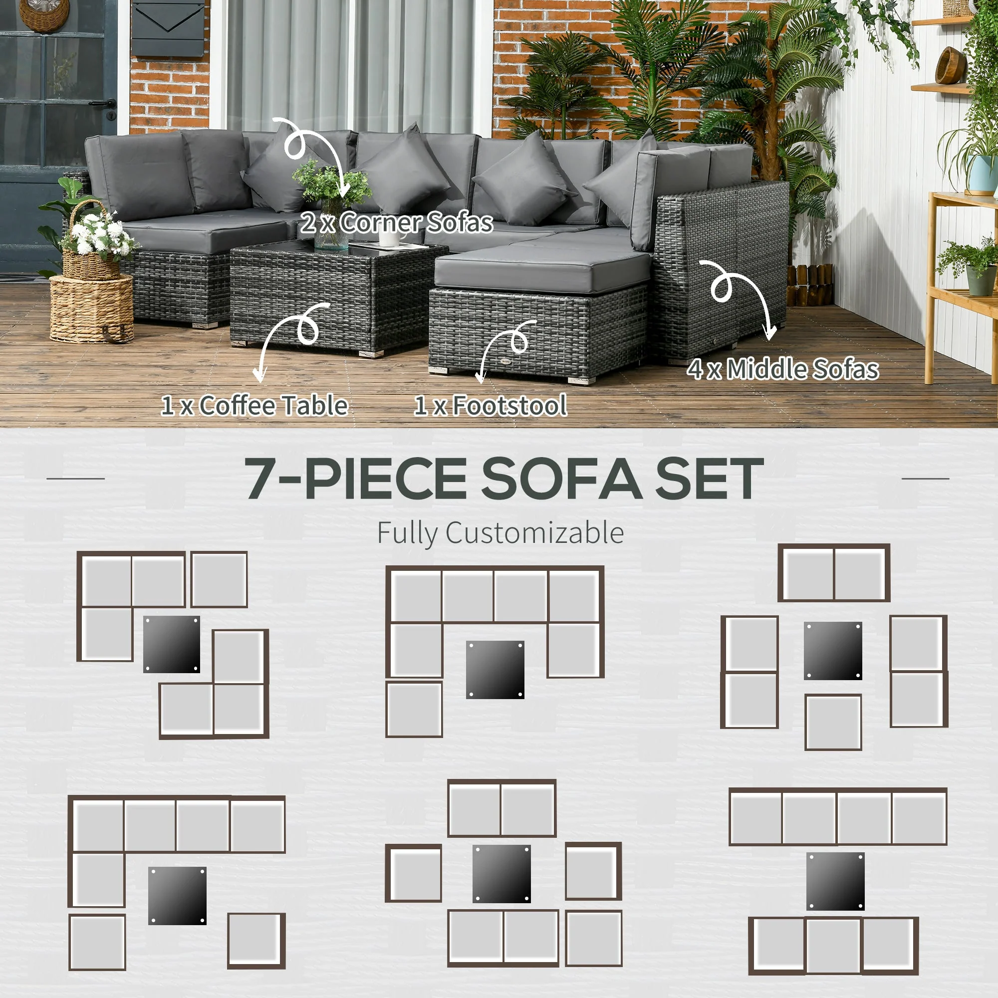 8-Pieces PE Rattan Corner Sofa Set - Image 5