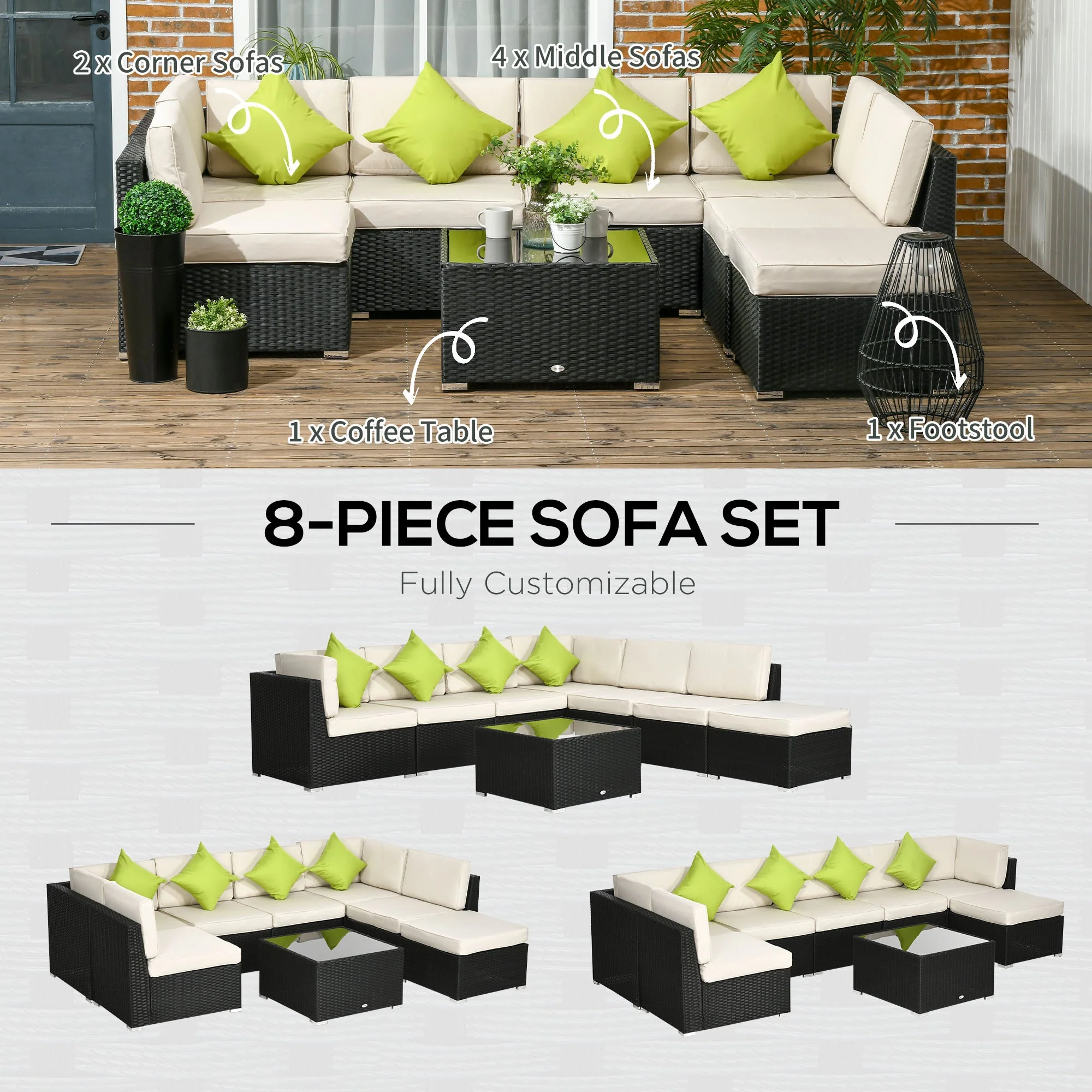 8-Pieces PE Rattan Corner Sofa Set - Image 5
