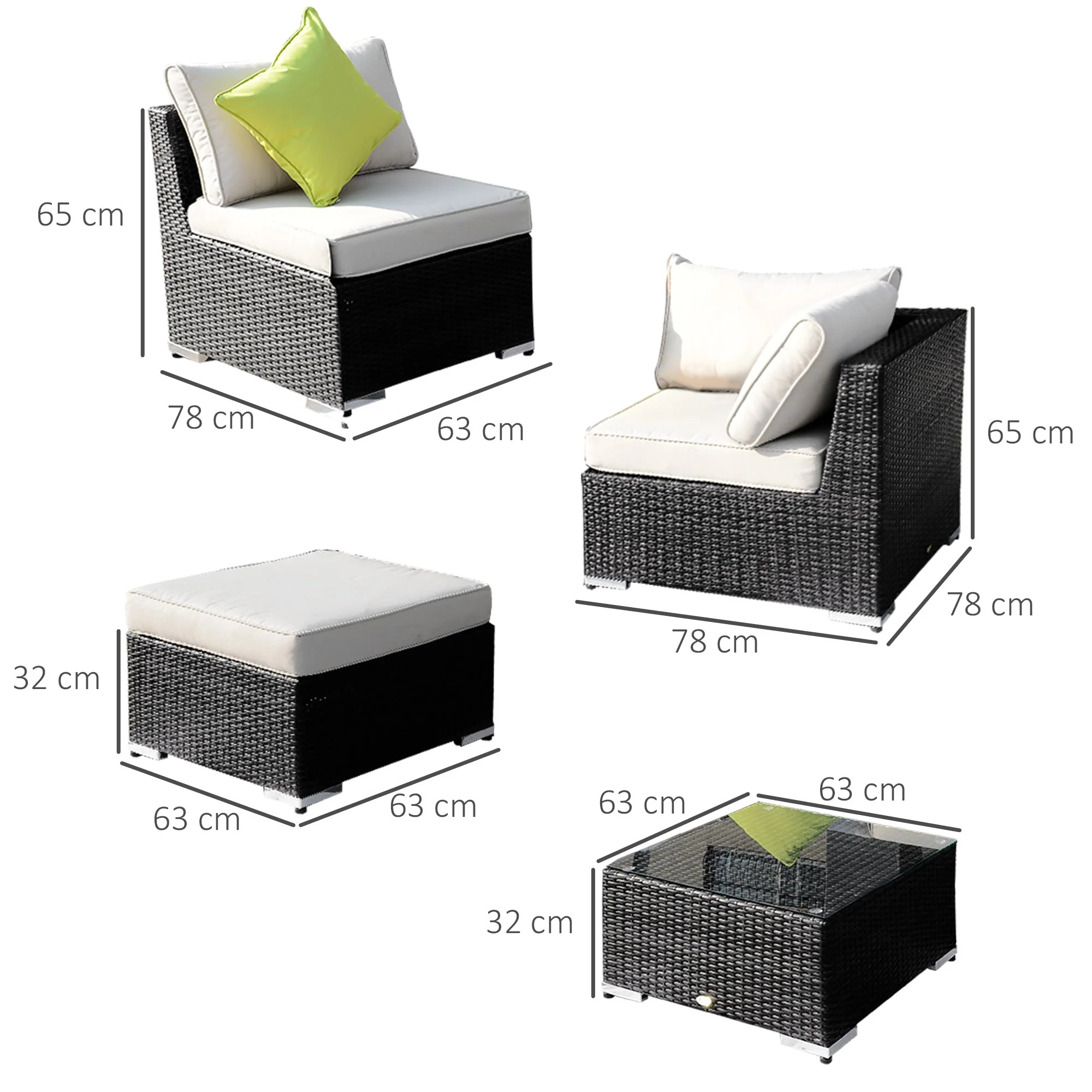 8-Pieces PE Rattan Corner Sofa Set with Thick Cushions - Image 3