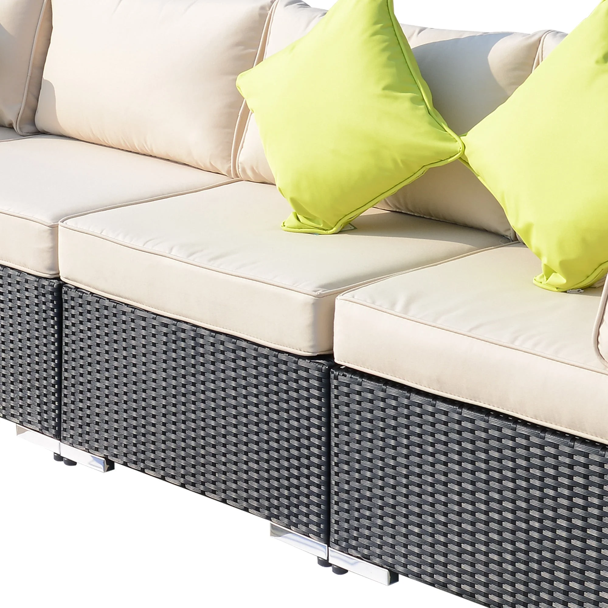 8-Pieces PE Rattan Corner Sofa Set with Thick Cushions - Image 8