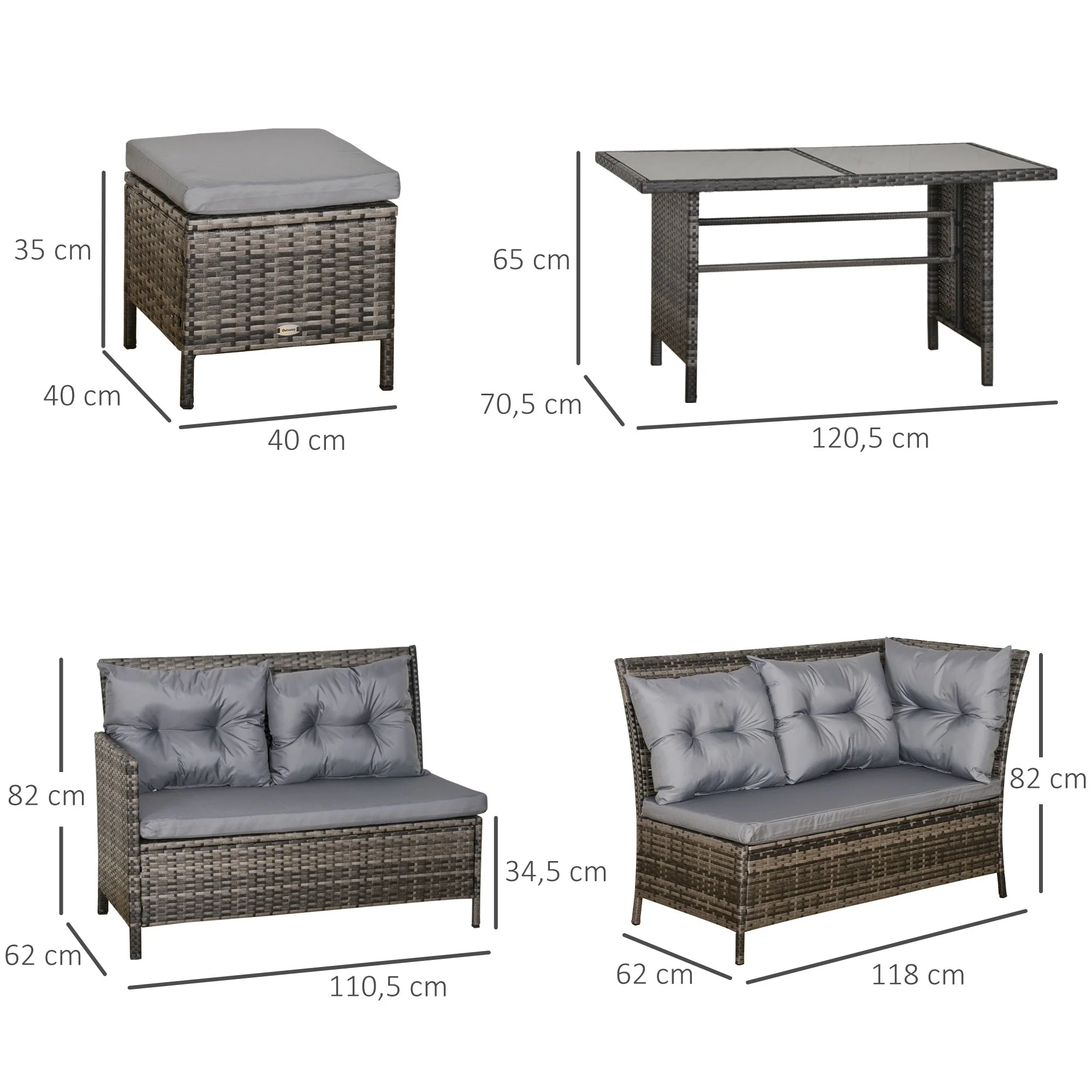 8 Seater Patio wicker Sofa Set Rattan Chair Furniture w/ Glass & Cushioned - Image 3