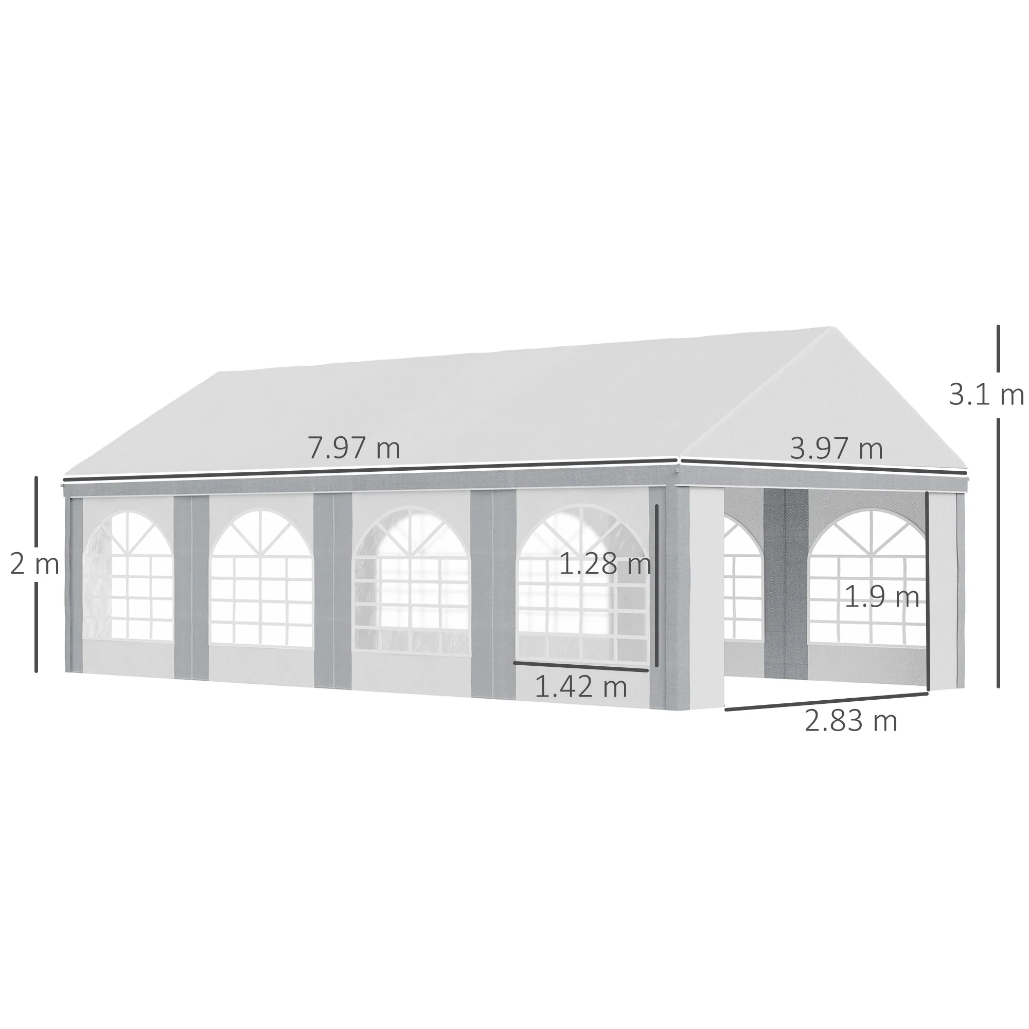 8 x 4m Galvanised Party Tent - Image 3